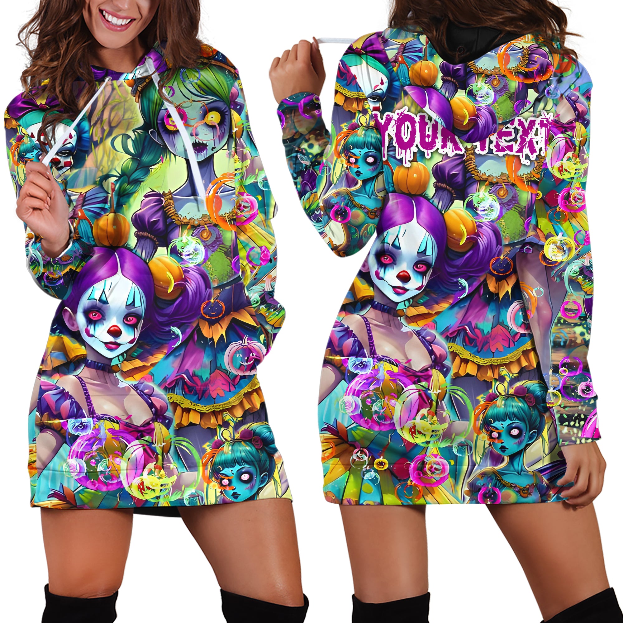 Personalised Doll Soul Design Halloween Vibes Hoodie Dress - TH02