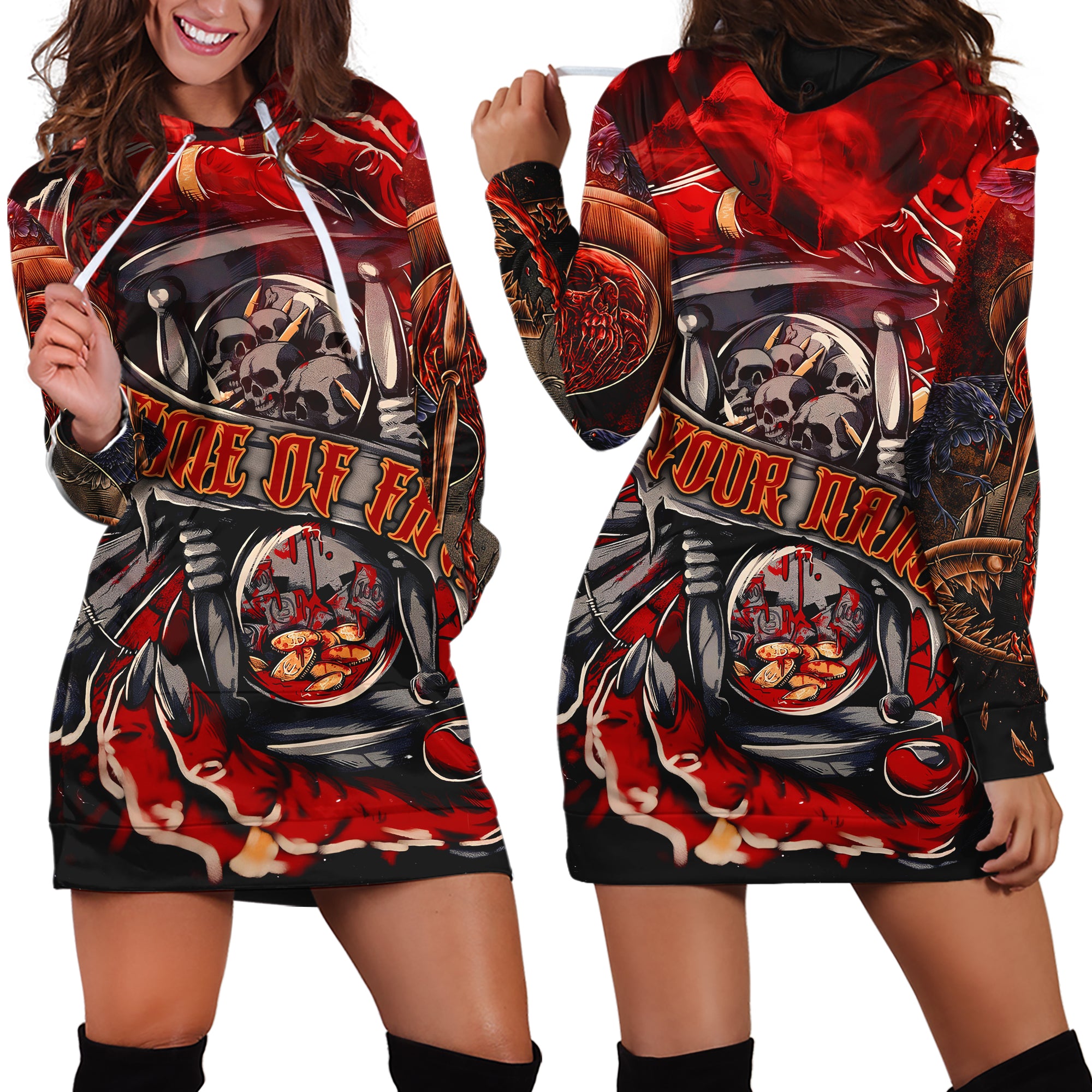 Personalised Time Of Fate Design Halloween Vibes Hoodie Dress - TH02