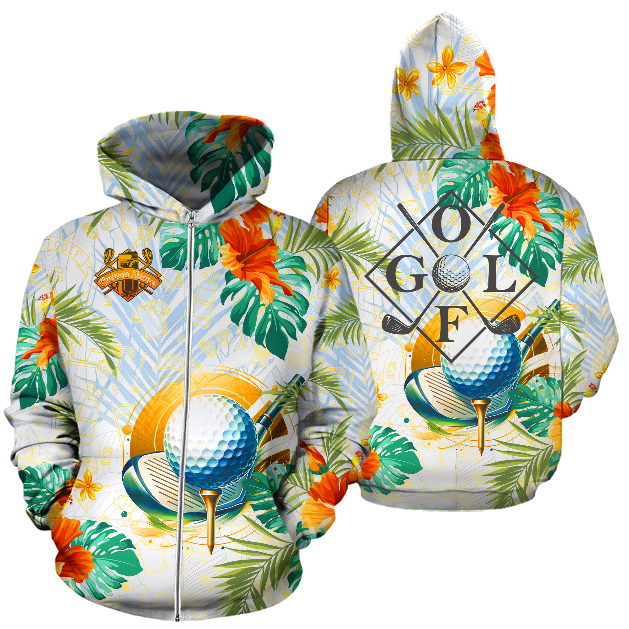 Personalized - Golf With Hibucus Pattern Hoodie Unisex