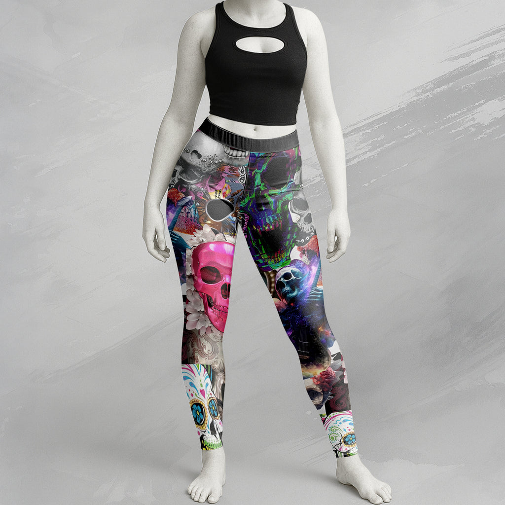 Skull Art Design Halloween Vibes Legging - TH02