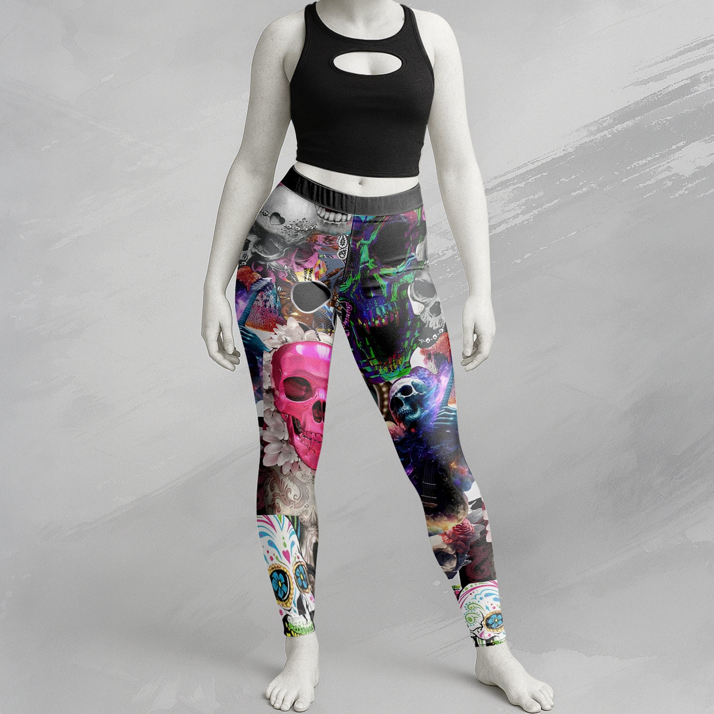 Skull Art Design Halloween Vibes Legging - TH02
