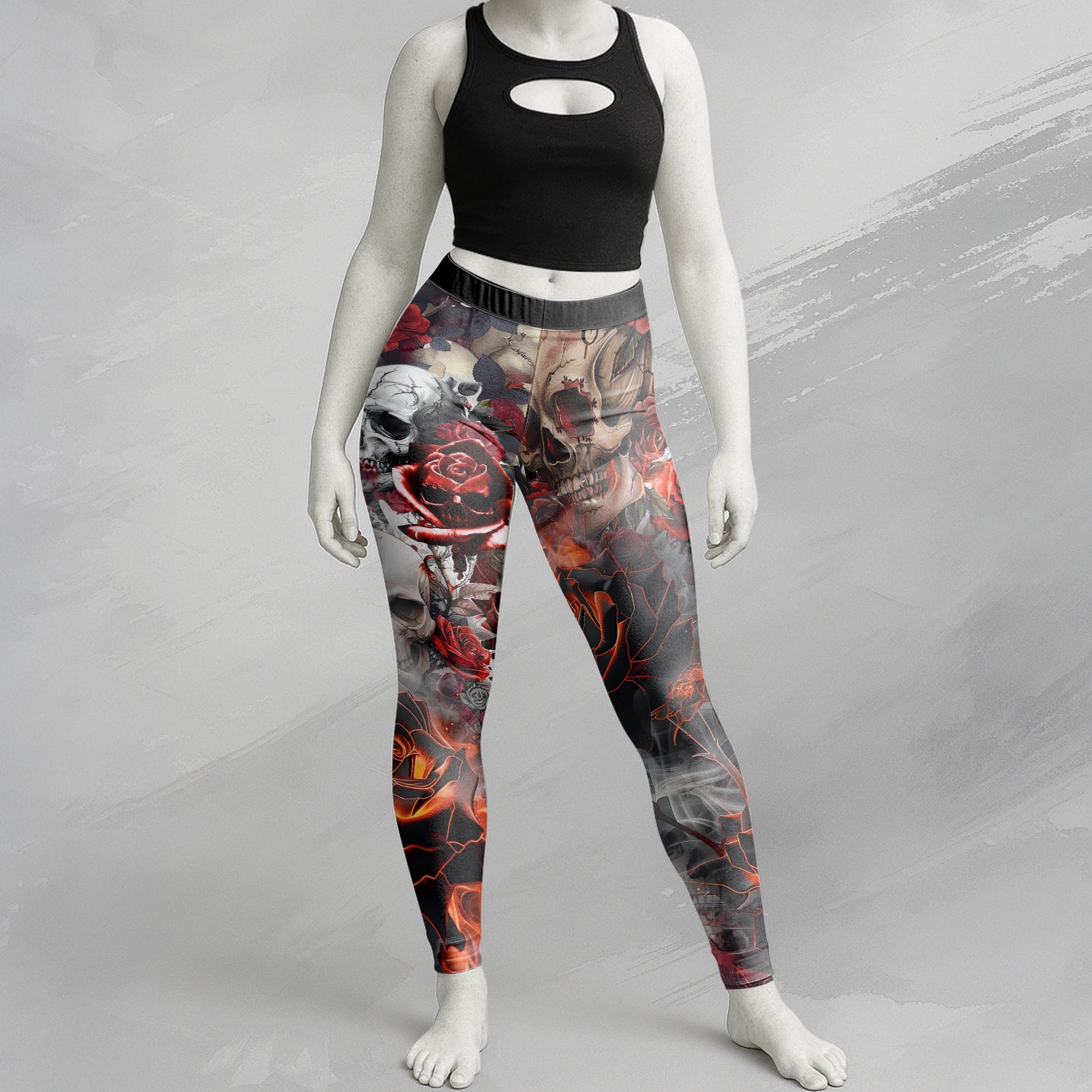 Rose Flames Of Hell Design Halloween Vibes Legging - TH02