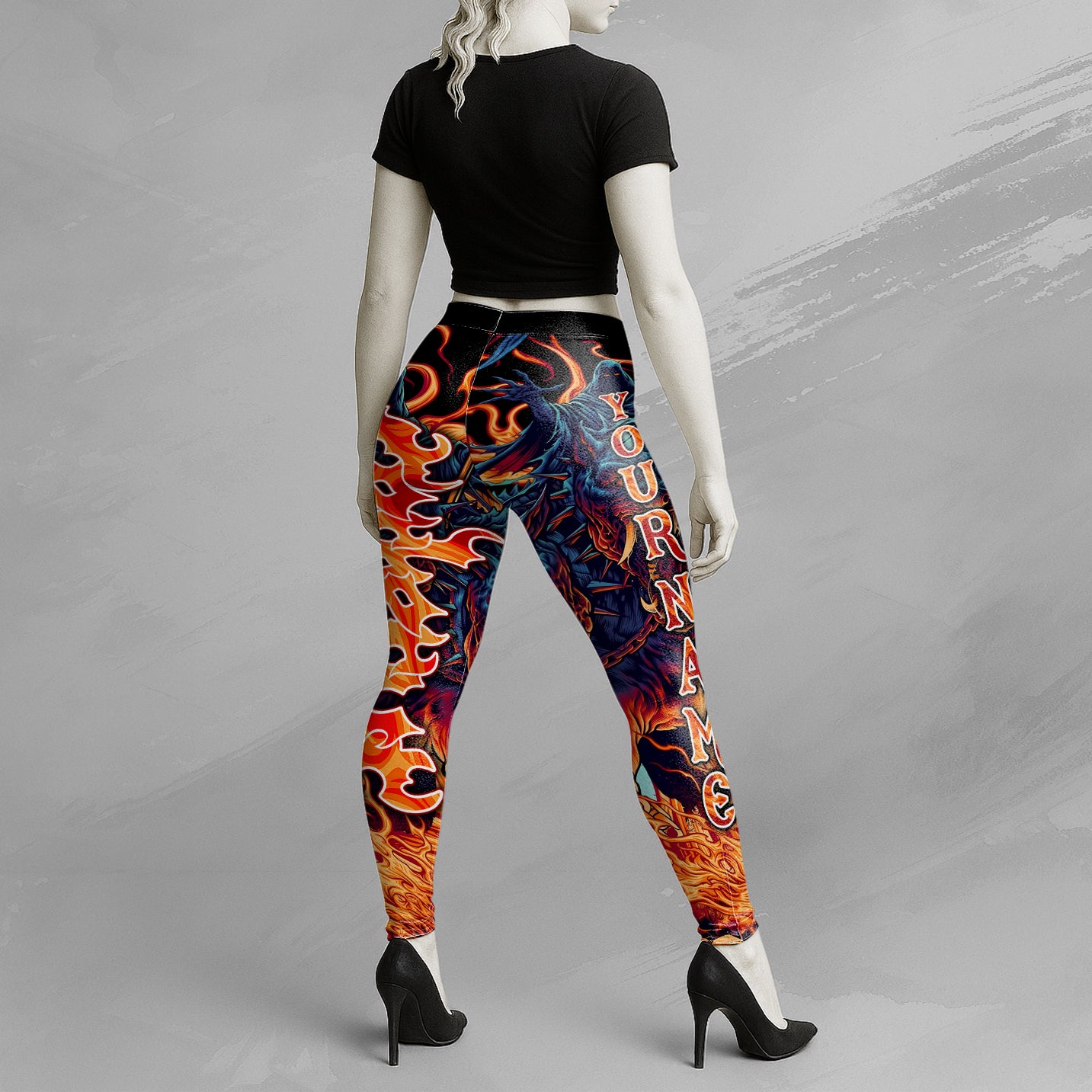 Personalised Cerberus Flame Design Halloween Vibes Legging - TH02