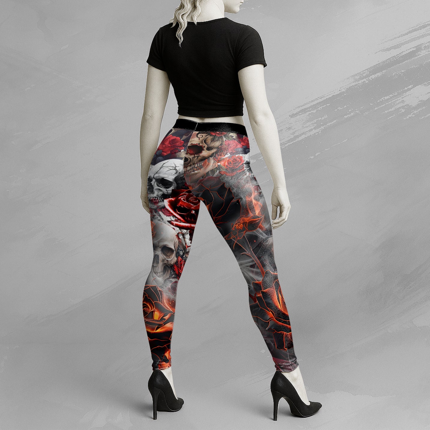 Rose Flames Of Hell Design Halloween Vibes Legging - TH02