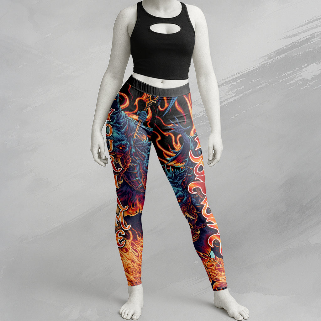 Personalised Cerberus Flame Design Halloween Vibes Legging - TH02