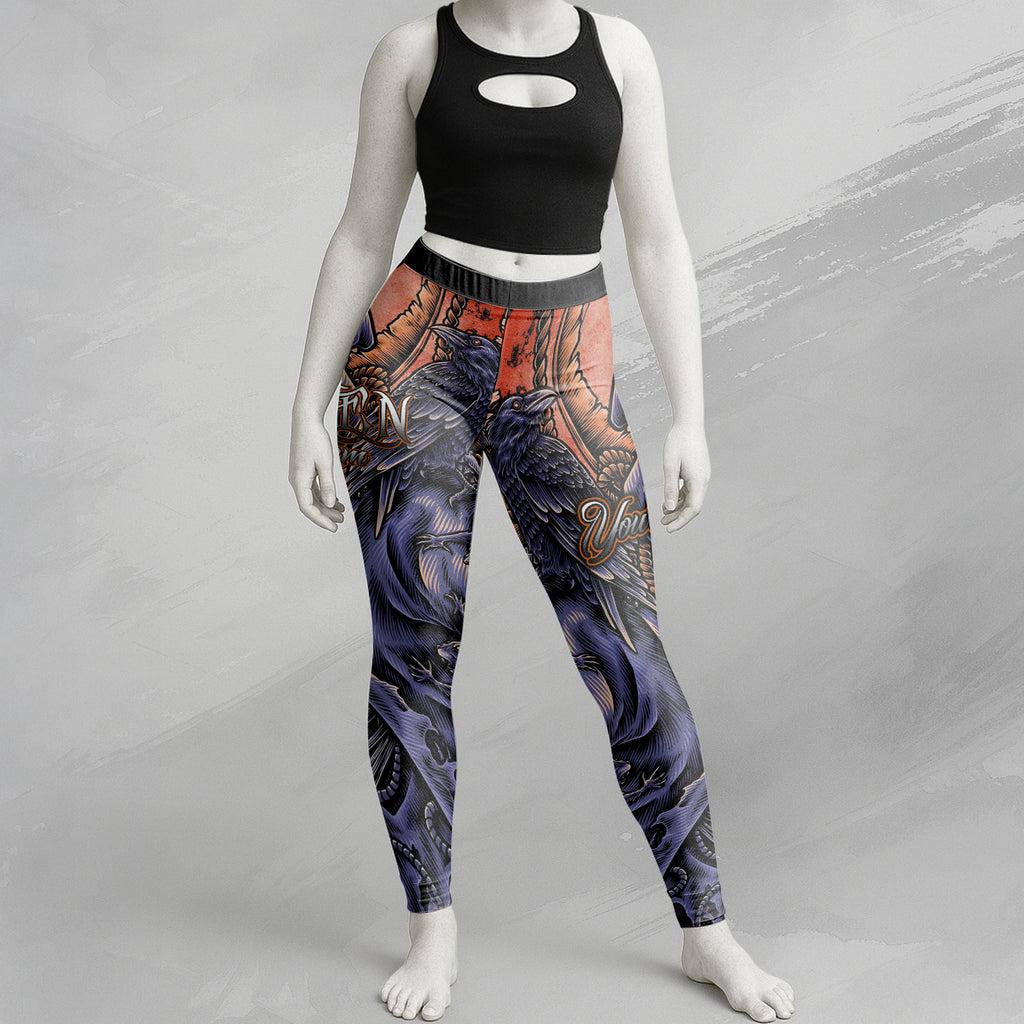 Personalised Raven Requiem Design Halloween Vibes Legging - TH02