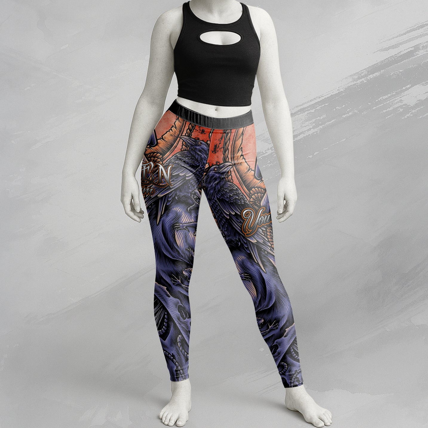 Personalised Raven Requiem Design Halloween Vibes Legging - TH02