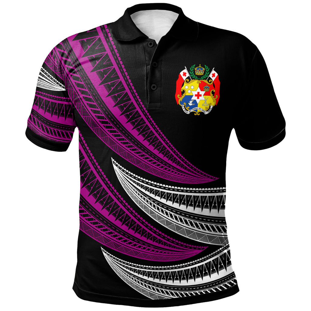 Tonga Custom Personalised Polo Shirt - Wave Pattern Alternating - AL01