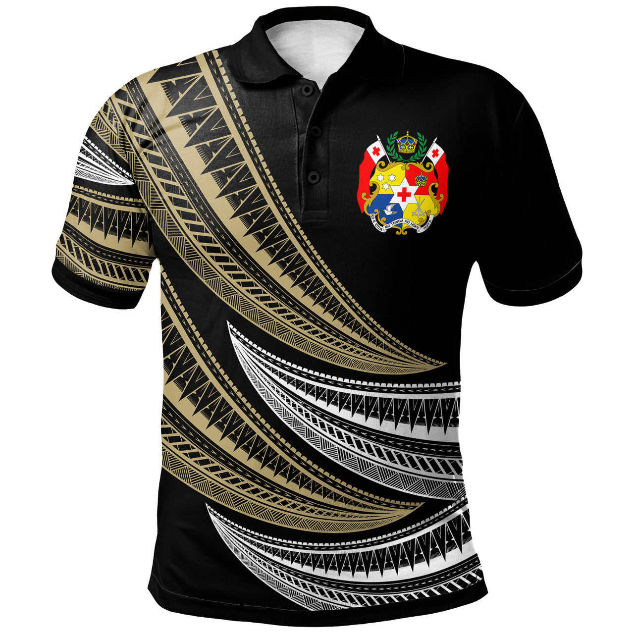 Tonga Custom Personalised Polo Shirt - Wave Pattern Alternating - AL01