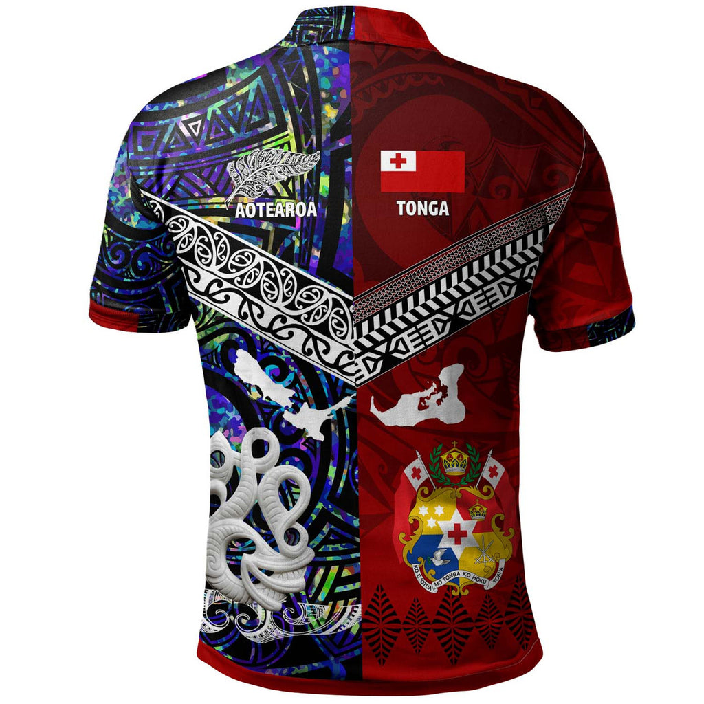 Tonga Polynesian Polo Shirt - Tonga And Aotearoa Polynesian Coat Of Arms Polo Shirt - AL01