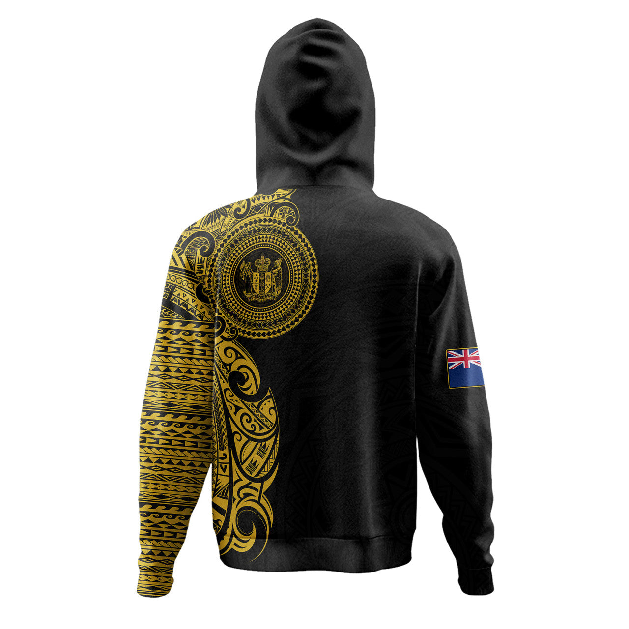 Personalised - New Zealand Half Sleeve Gold Tattoo With Seal Black HoodiebFor Men/Women