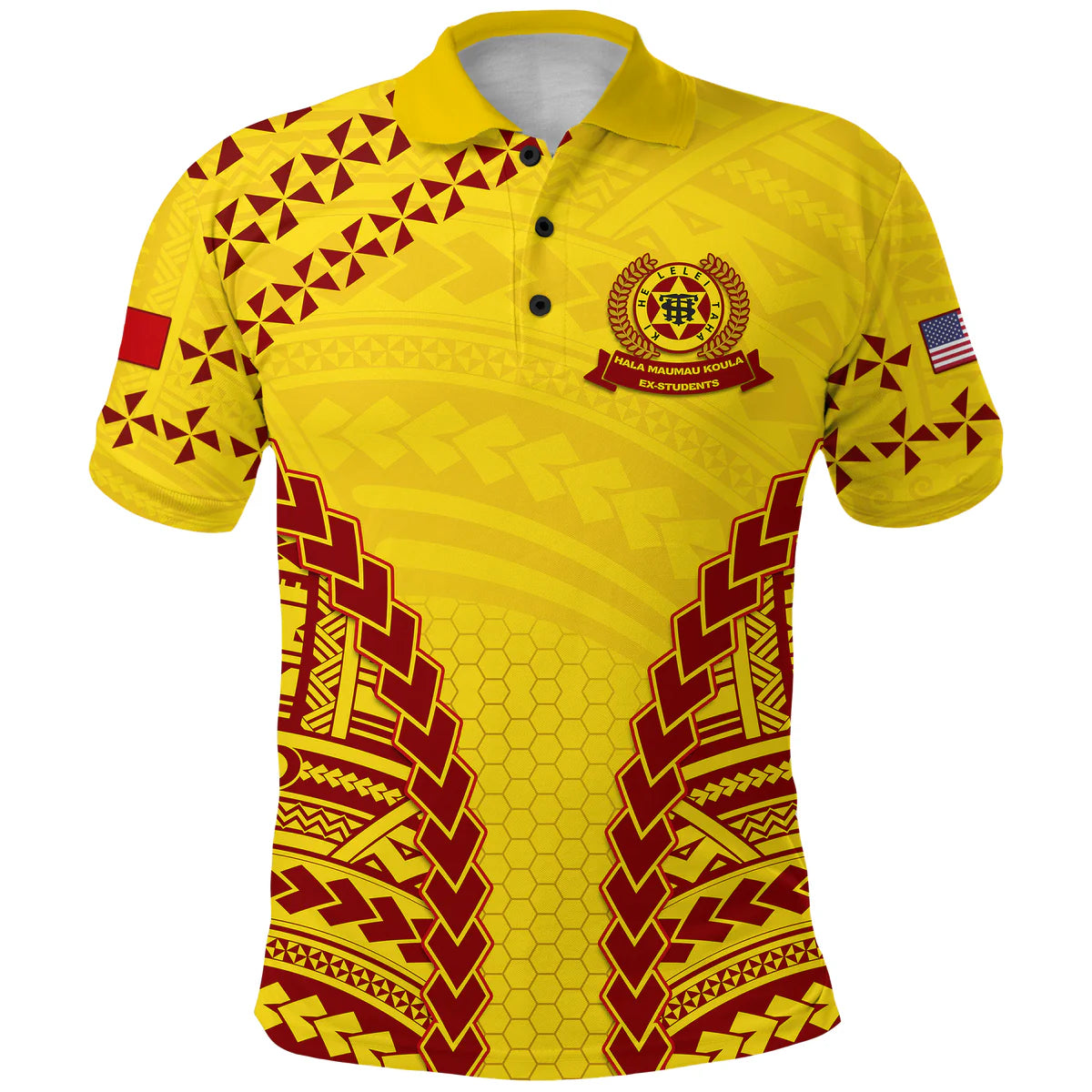 Personalised - Tonga High School With Polynesian Pattern Polo Shirt