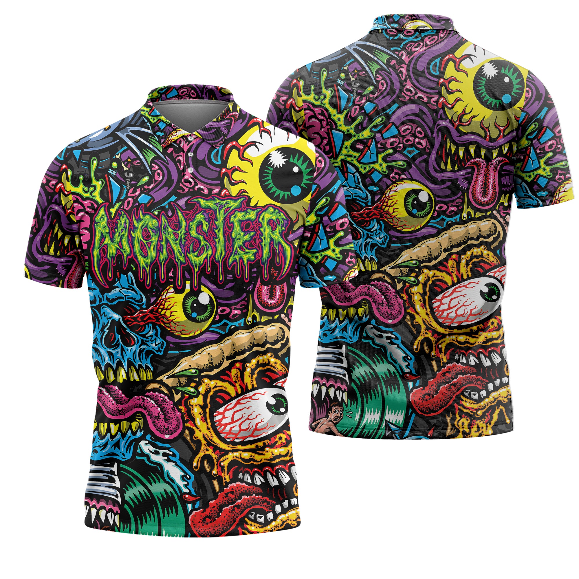 Monster Mashup Design Halloween Vibes Polo Shirt - TH02