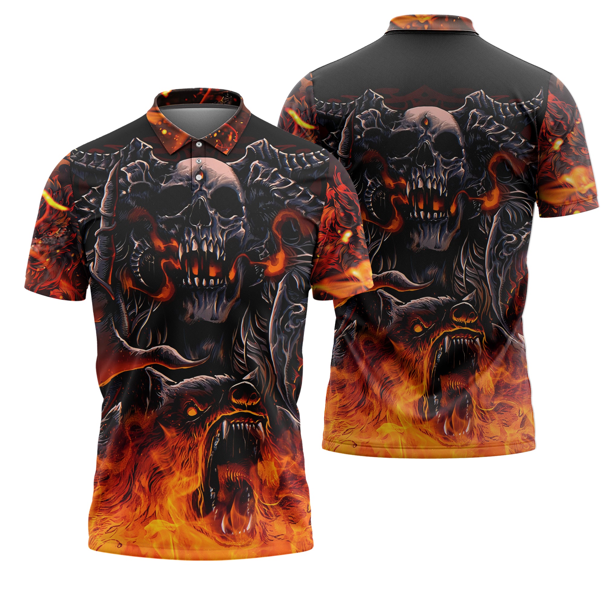 Inferno Reaper Design Halloween Vibes Polo Shirt - TH02