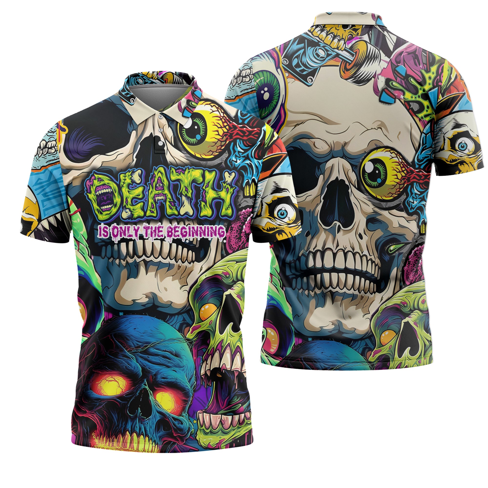 Death Is Only The Beginning Design Halloween Vibes Polo Shirt - TH02