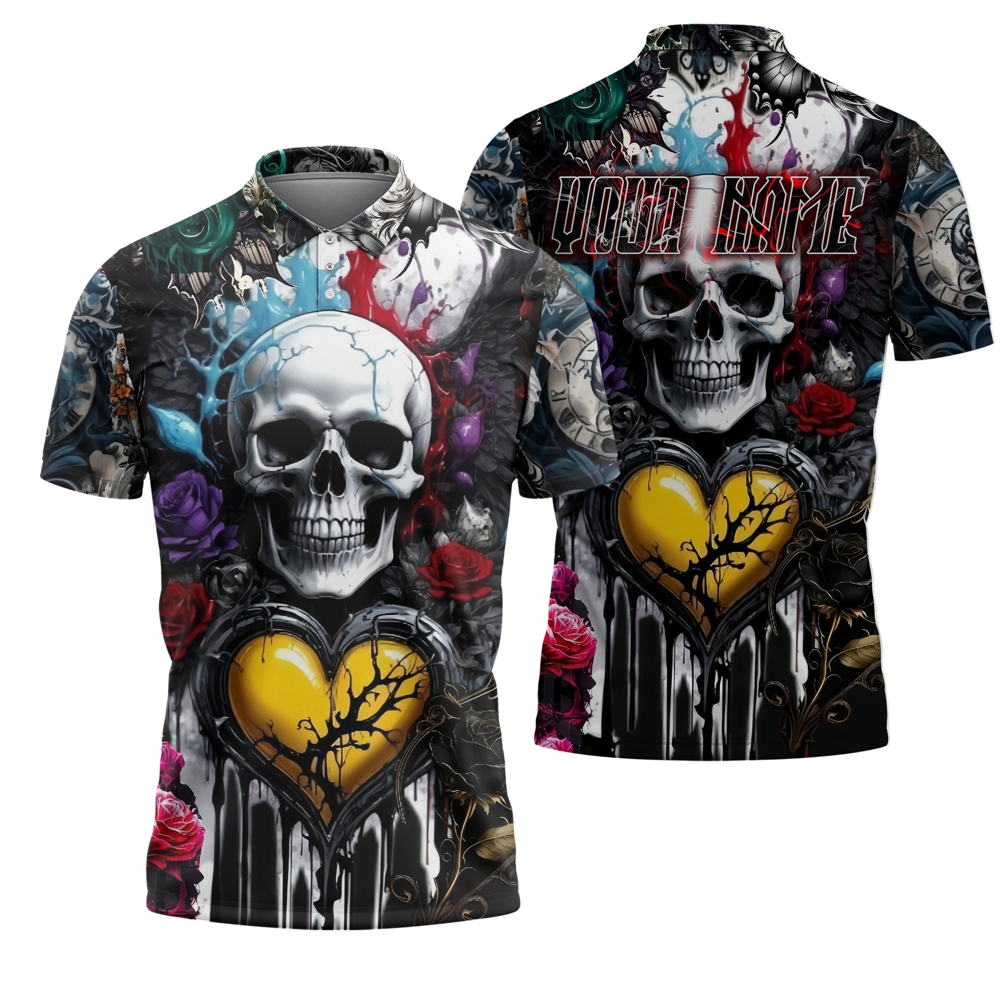 Personalised Painted Pain Design Halloween Vibes Polo Shirt - TH02