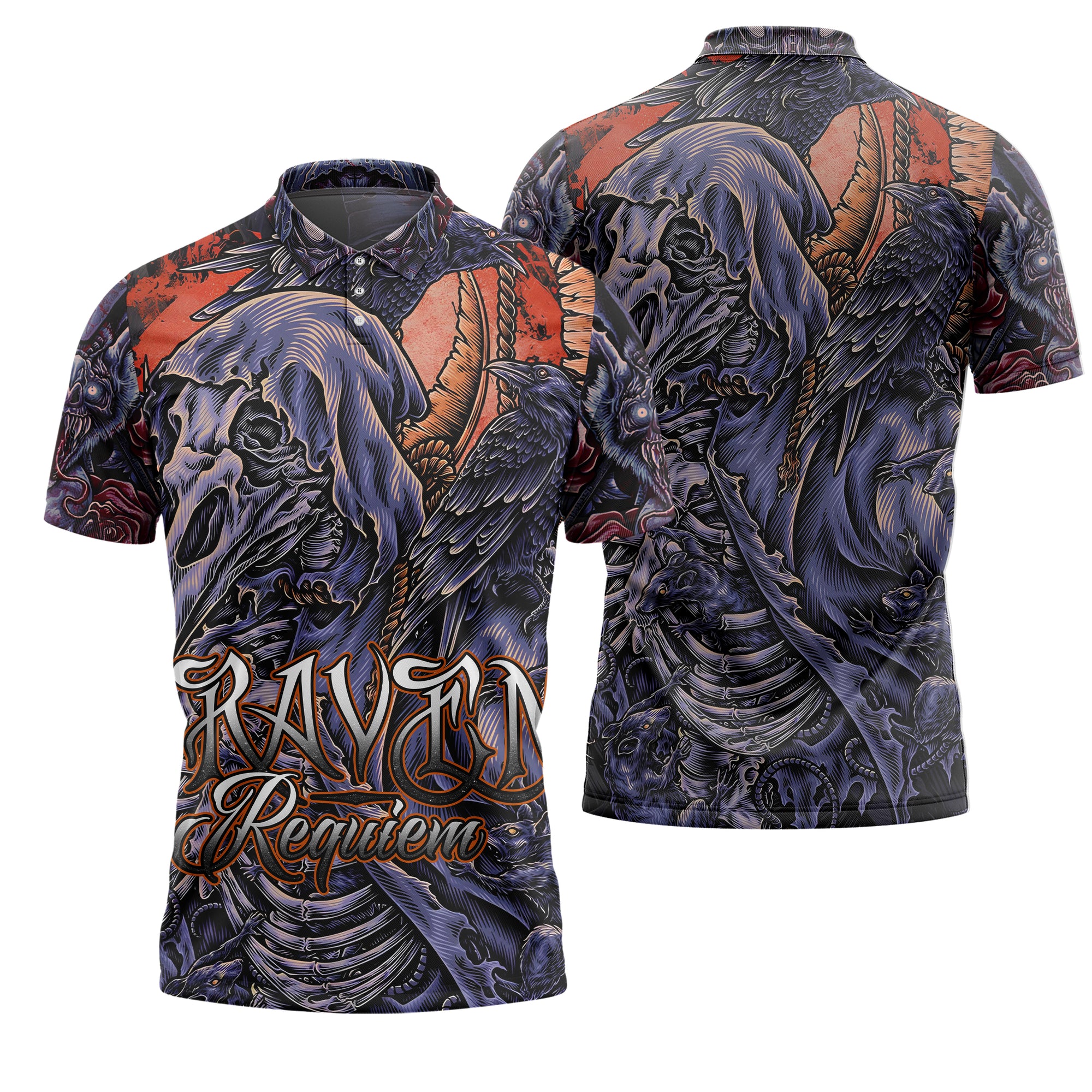 Raven Requiem Design Halloween Vibes Polo Shirt  - TH02
