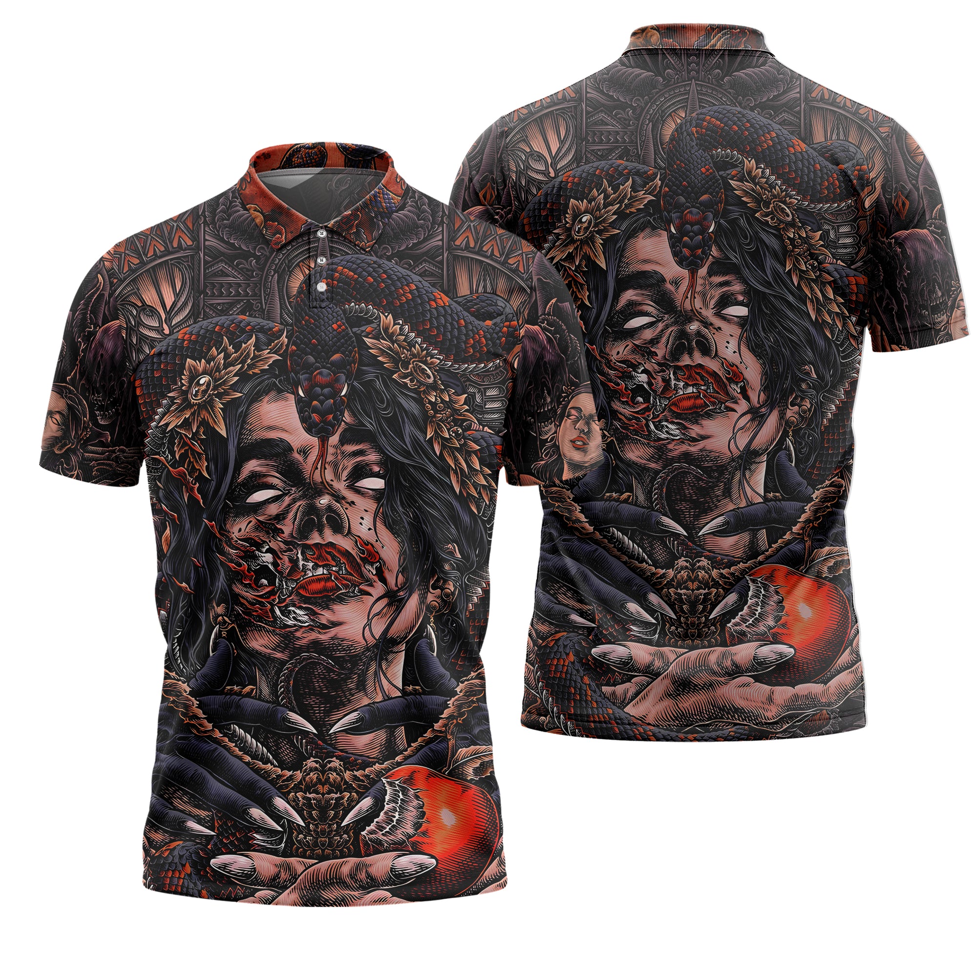 Fallen Angel Design Halloween Vibes Polo Shirt - TH02