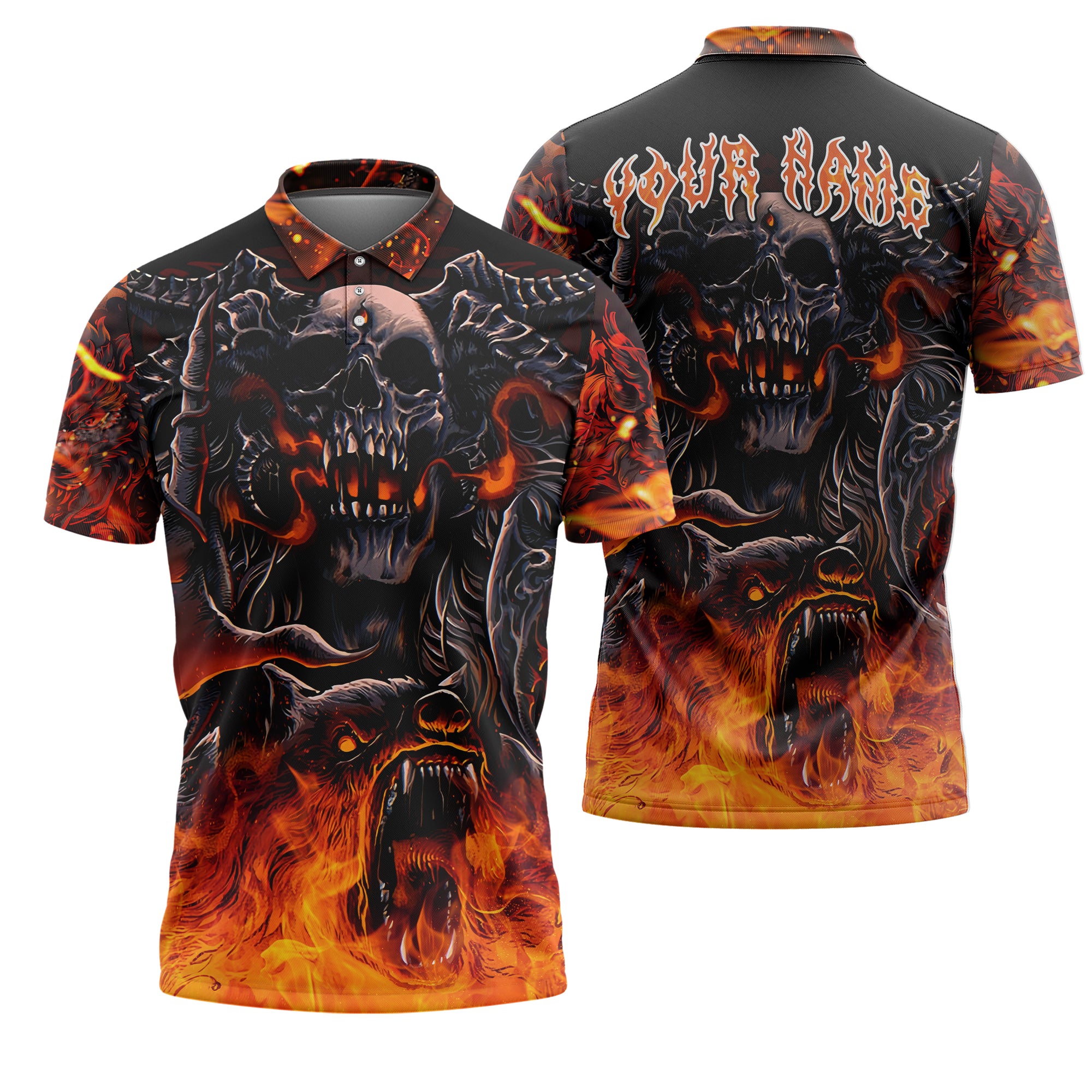 Personalised Inferno Reaper Design Halloween Vibes Polo Shirt - TH02
