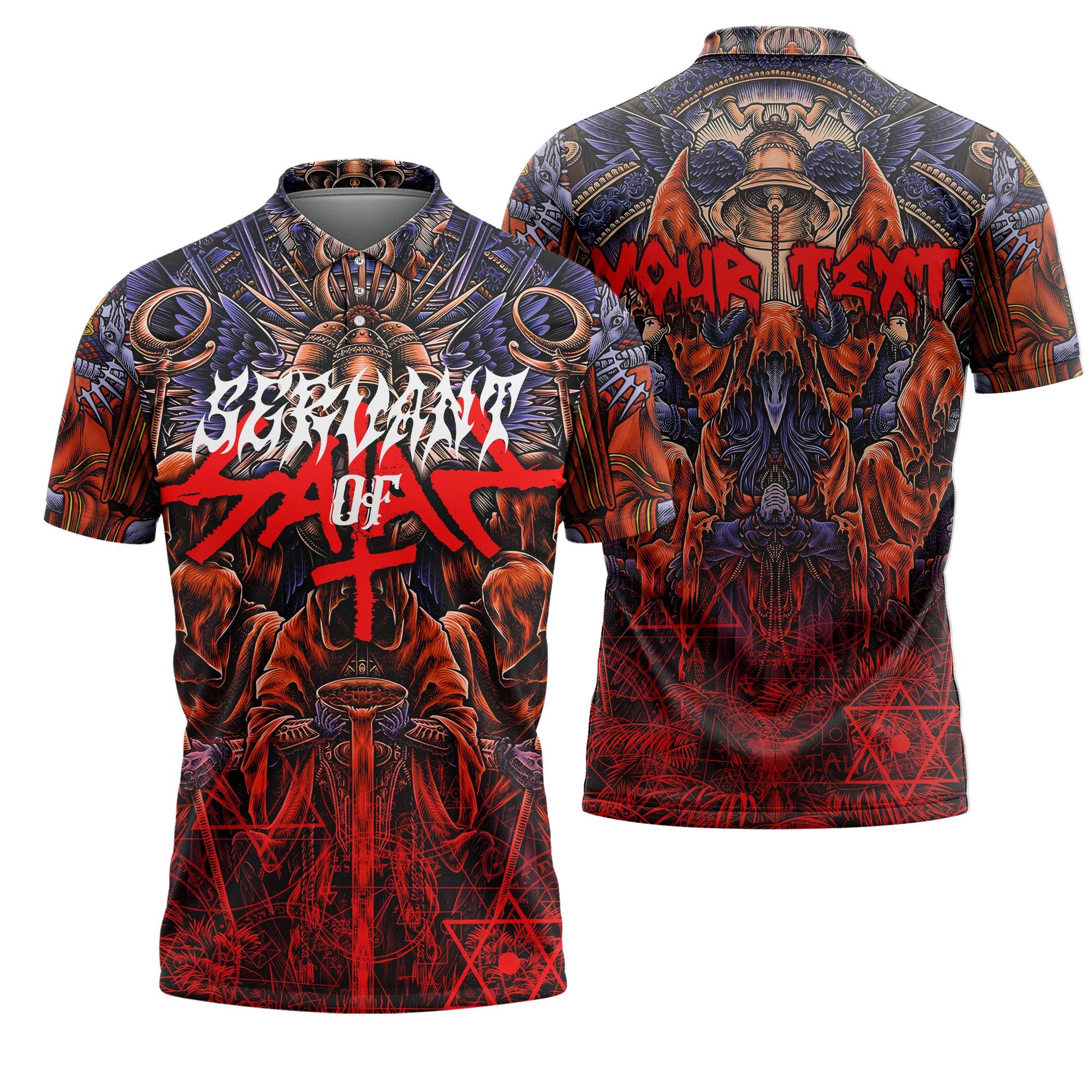 Personalised Servant Of Satan Design Halloween Vibes Polo Shirt - TH02