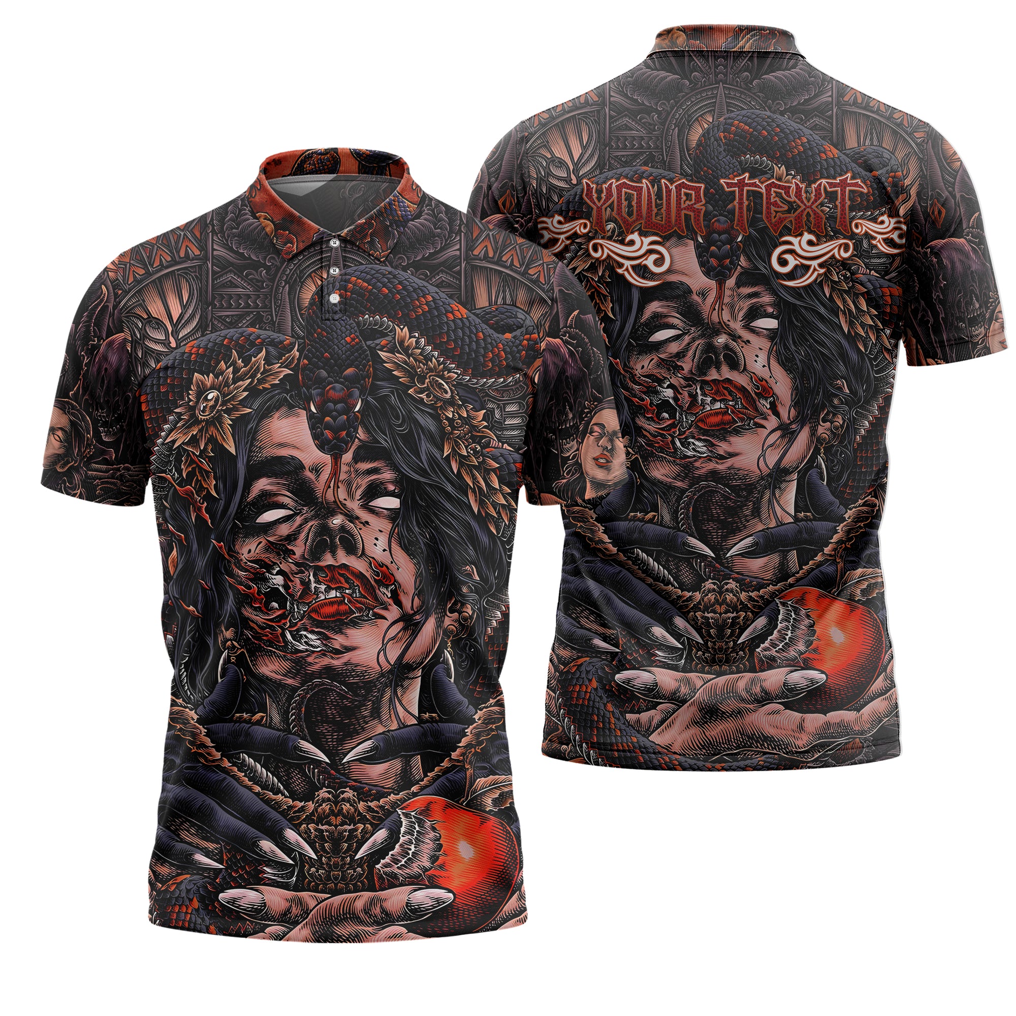 Personalised Fallen Angel Design Halloween Vibes Polo Shirt - TH02
