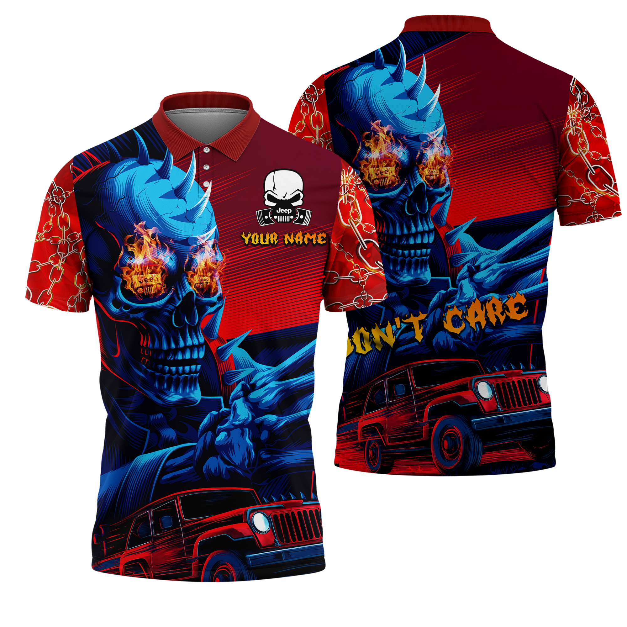 Personalized Jeep Phantom Hell Rider Polo Shirt