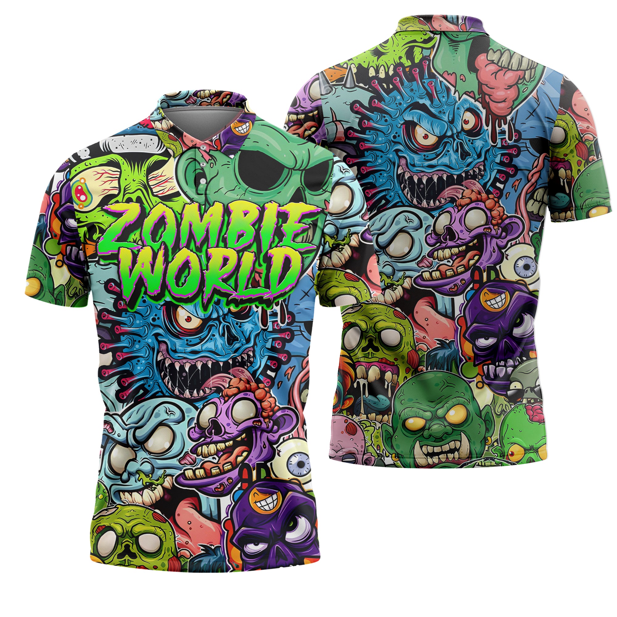 Zombie World Design Halloween Vibes Polo Shirt - TH02