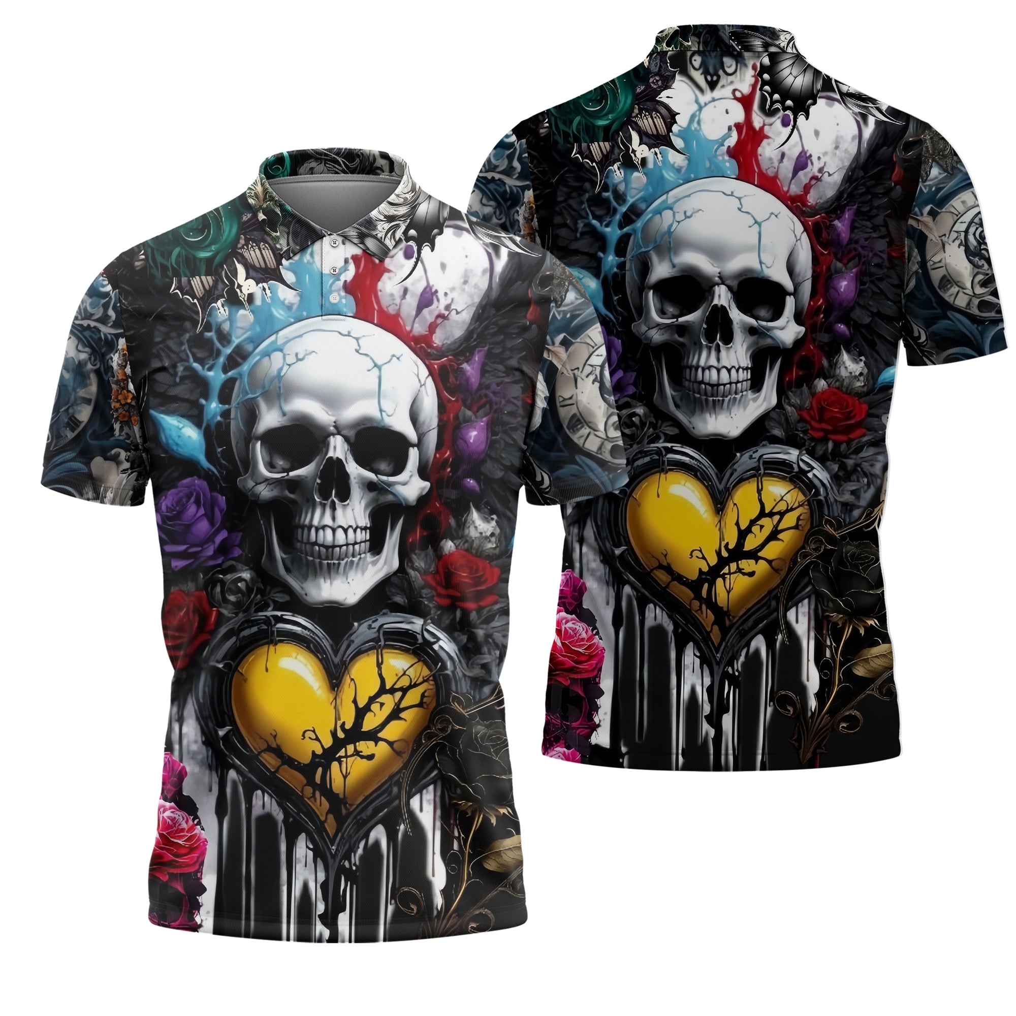 Painted Pain Design Halloween Vibes Polo Shirt - TH02
