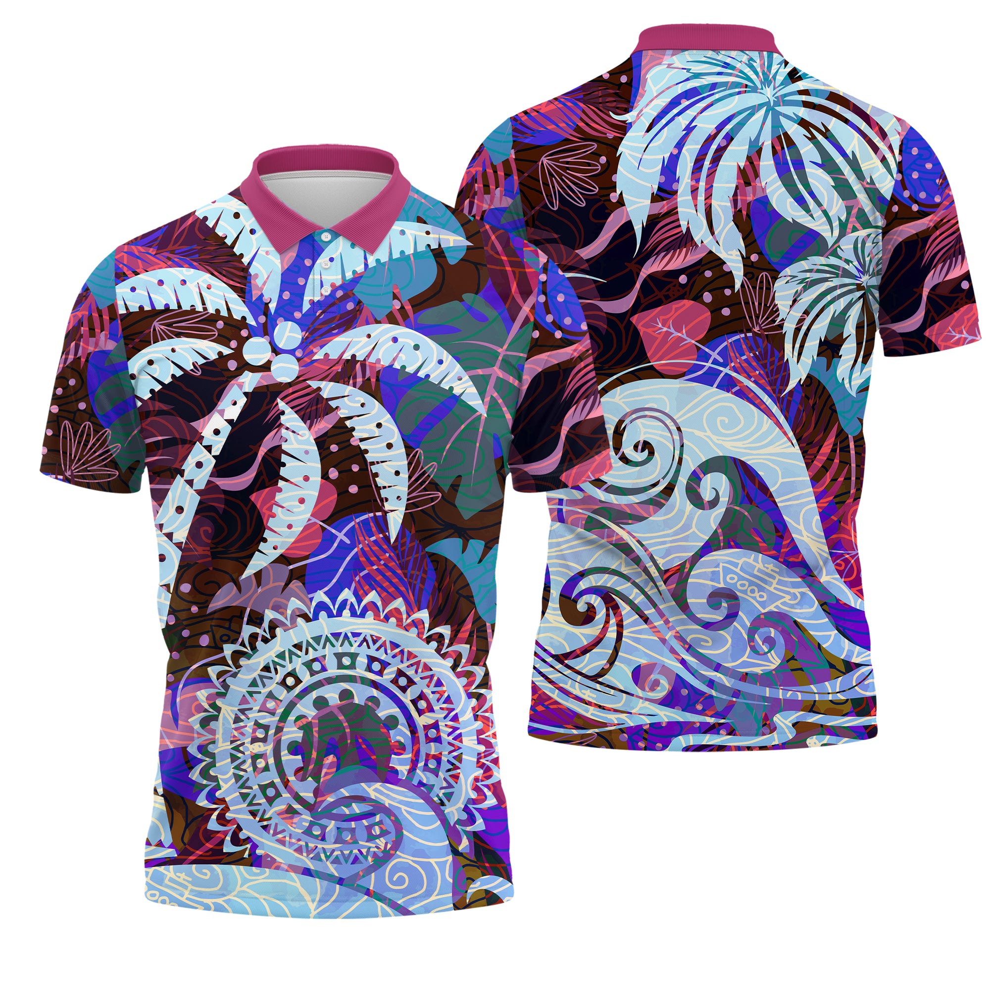 Tropical Waves and Palm Trees Polo Shirt For Men/Women - TH02