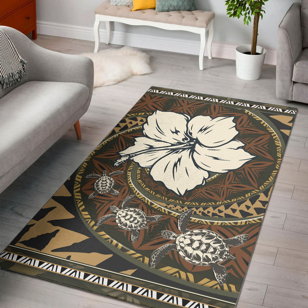 Polynesian Turtle Retro Style Area Rug Area Rug