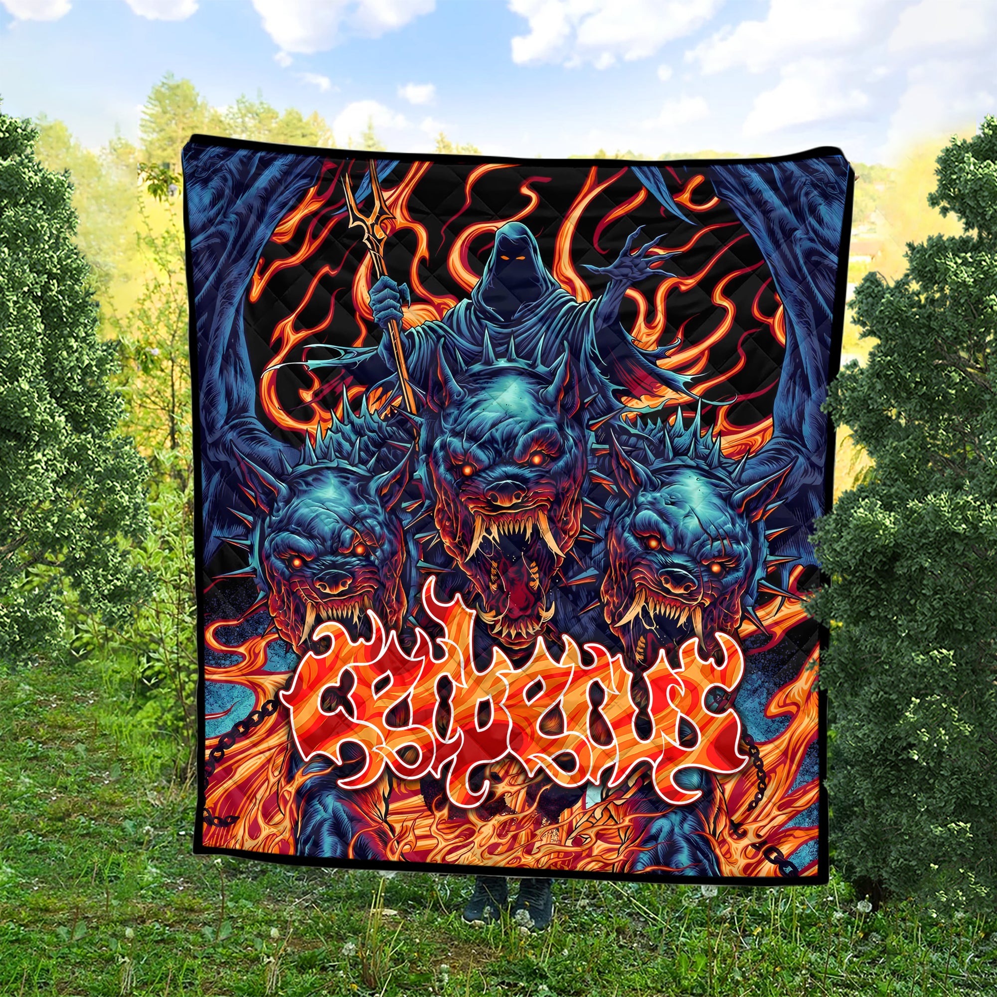 Cerberus Flame Design Halloween Vibes Premium Quilt - TH02