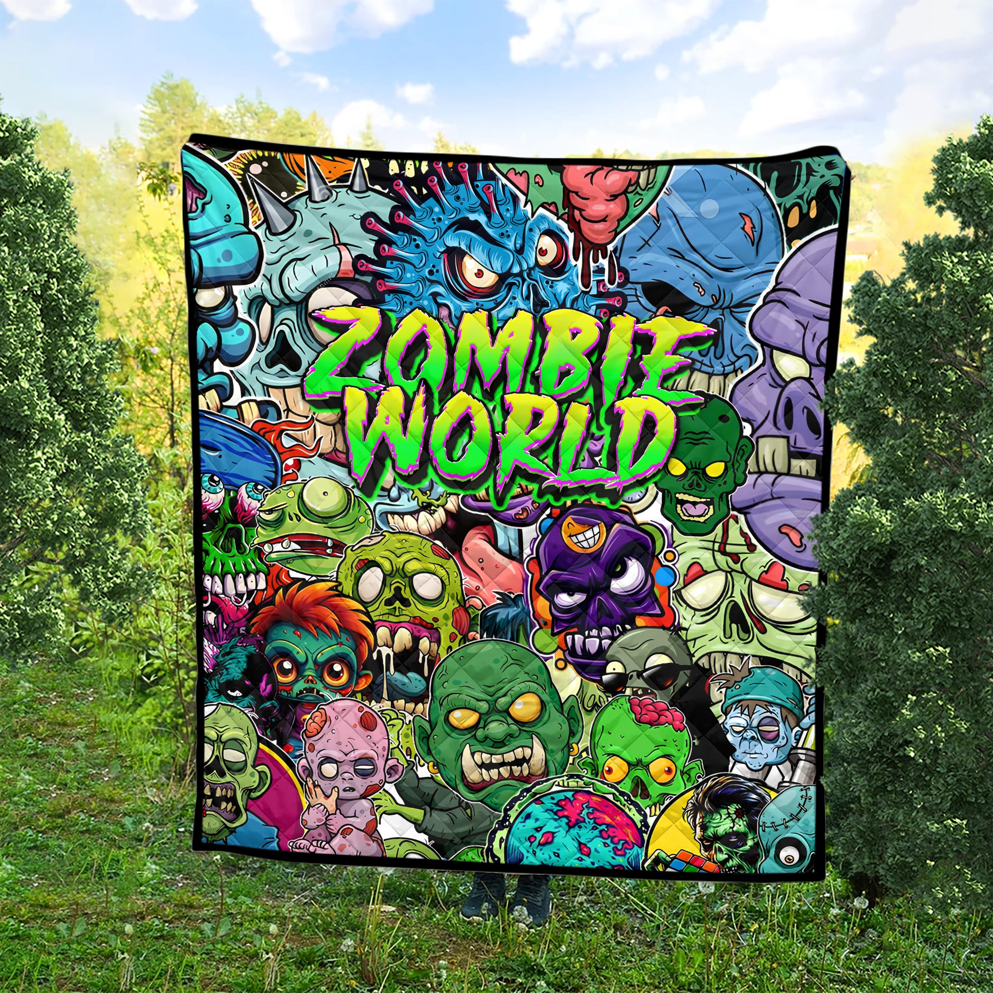 Zombie World Design Halloween Vibes Premium Quilt - TH02