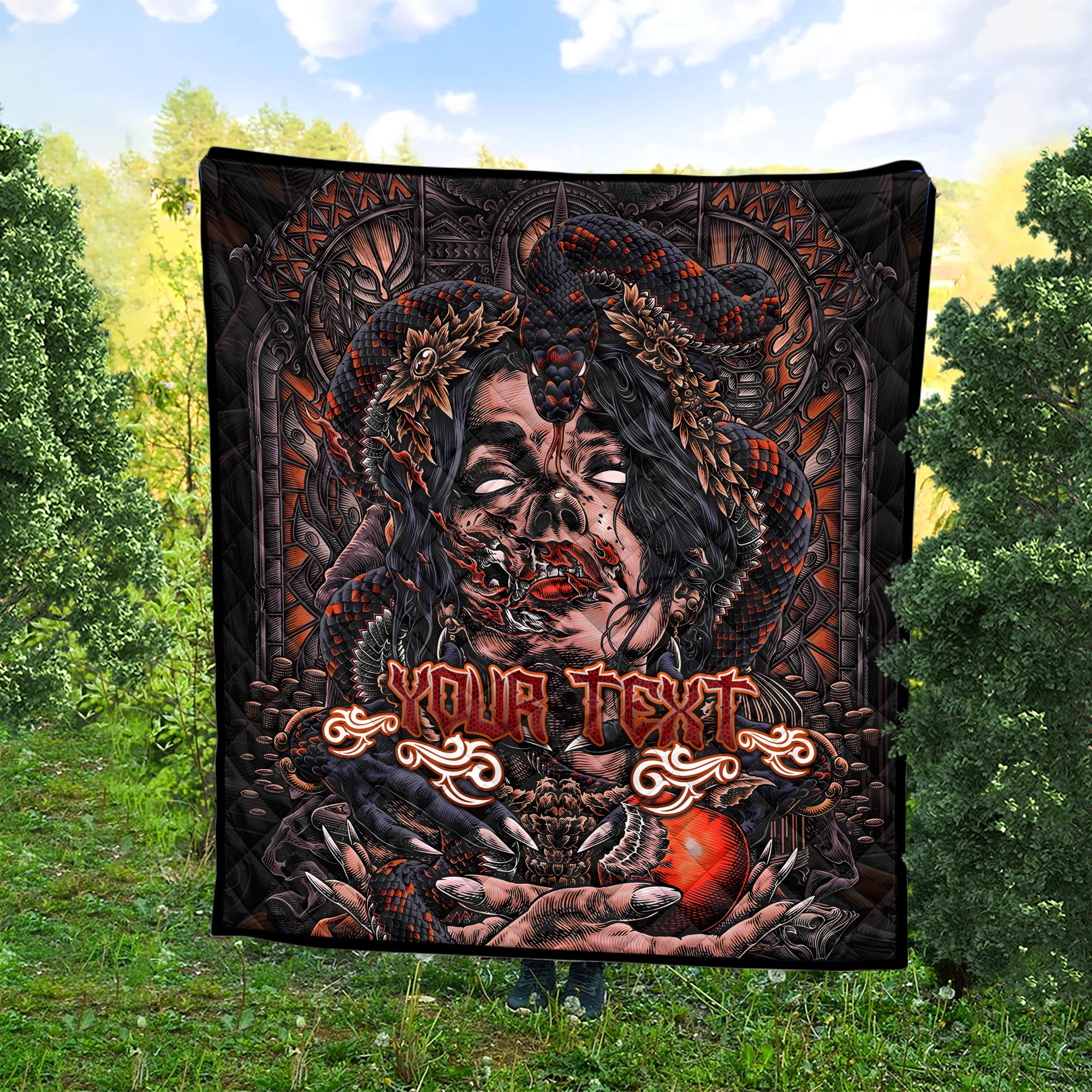 Personalised Fallen Angel Design Halloween Vibes Premium Quilt - TH02