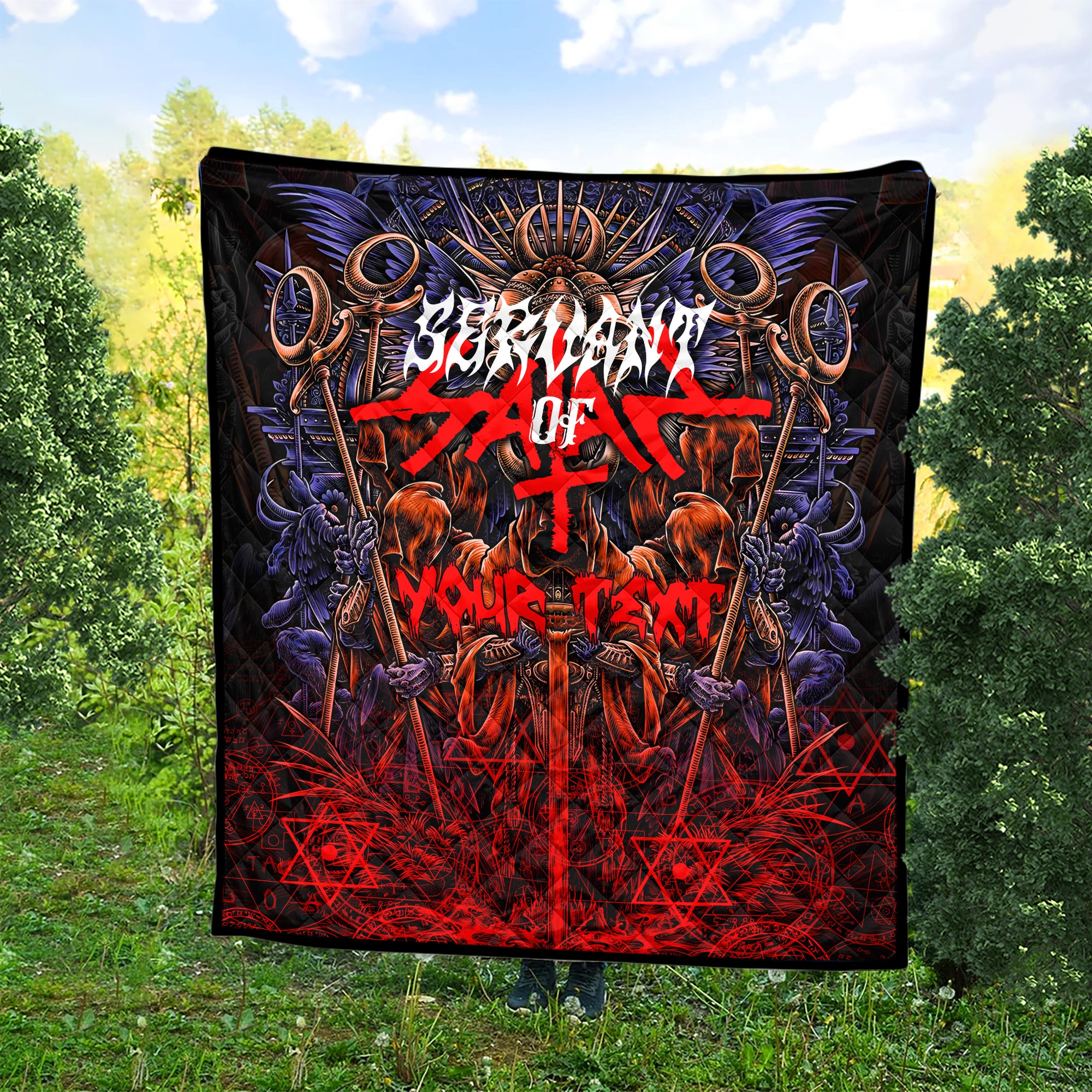 Personalised Servant Of Satan Design Halloween Vibes Premium Quilt - TH02