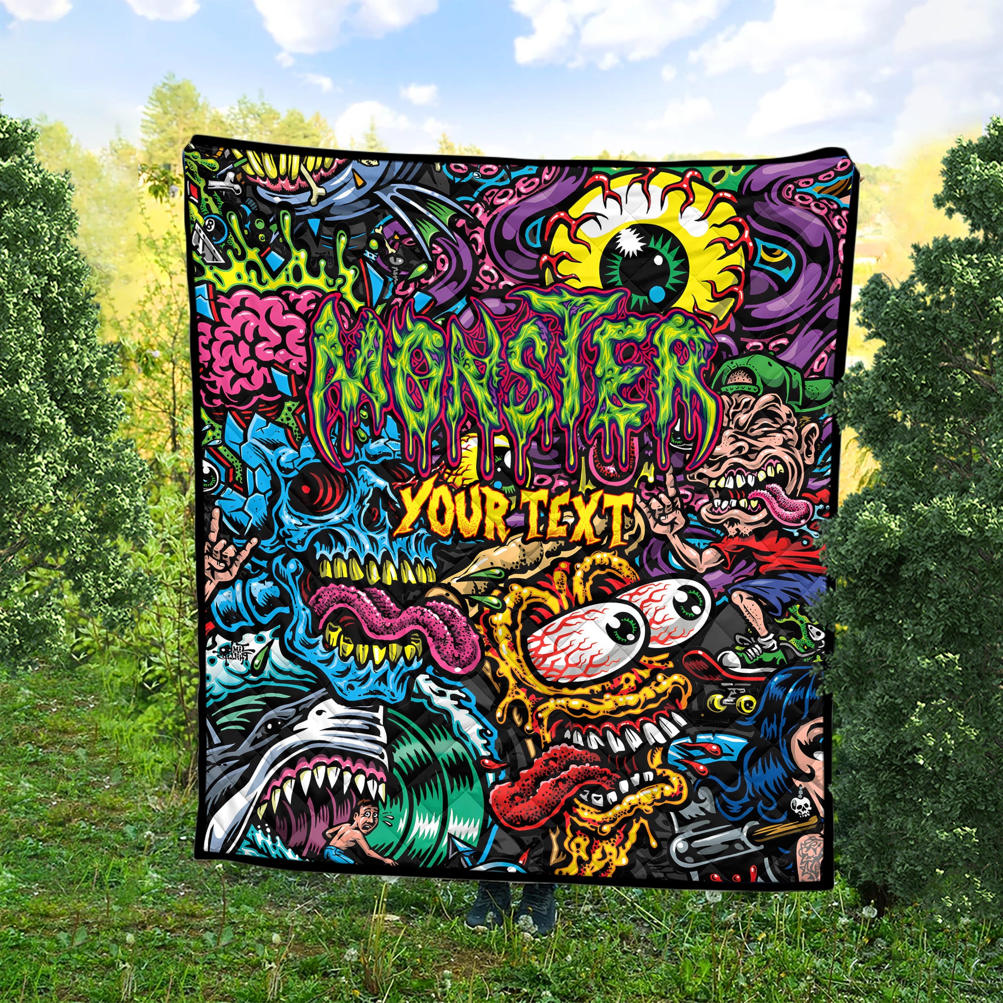 Personalised Monster Mashup Design Halloween Vibes Premium Quilt - TH02