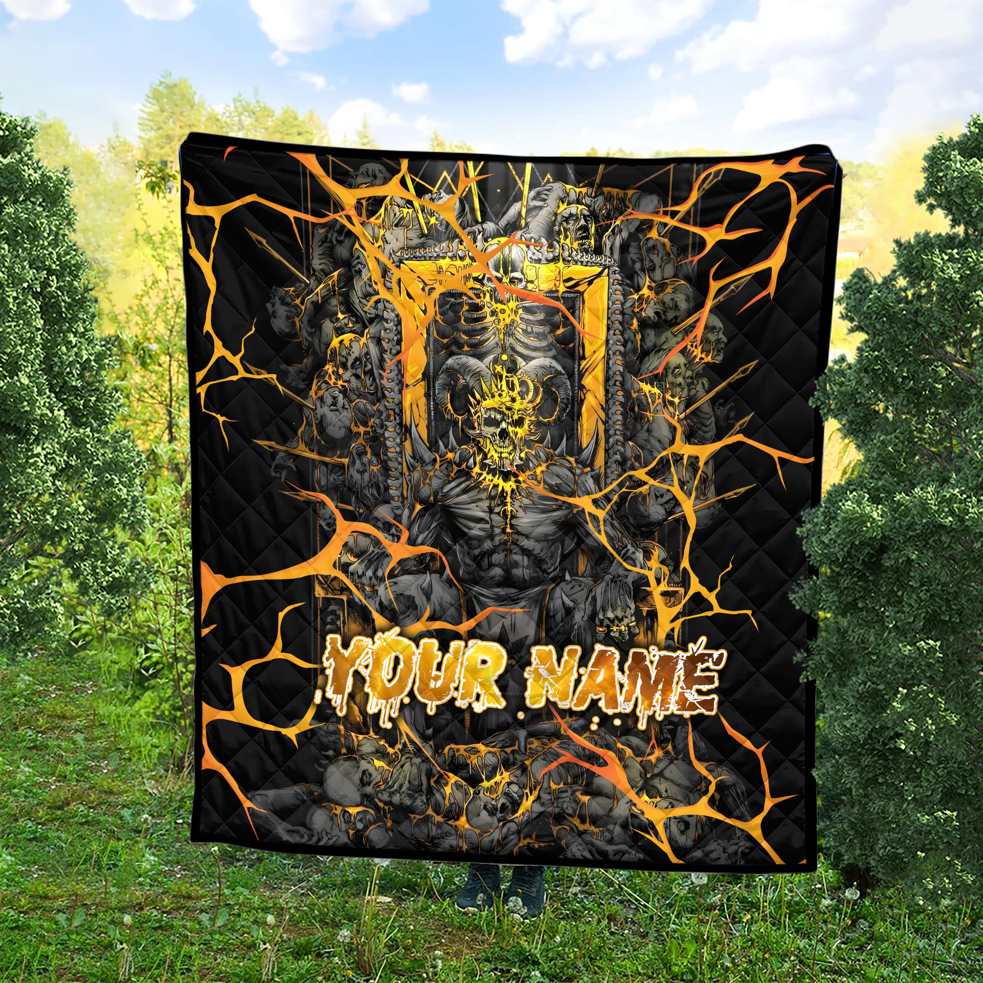 Personalised Dark Overlord Design Halloween Vibes Premium Quilt - TH02