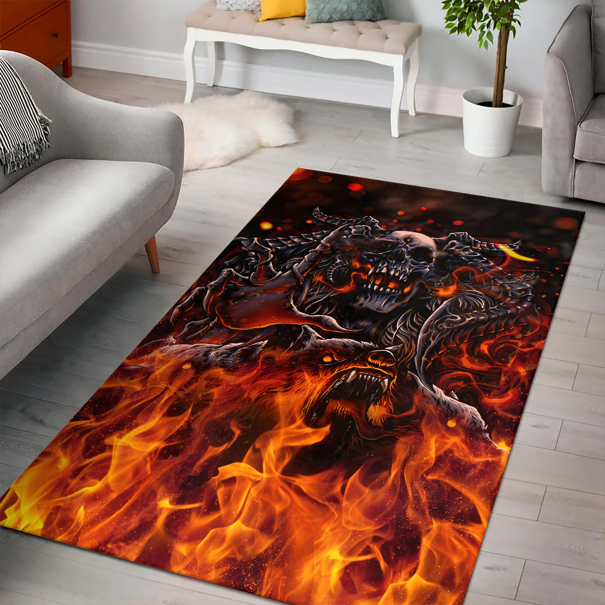 Inferno Reaper Design Halloween Vibes Area Rug - TH02