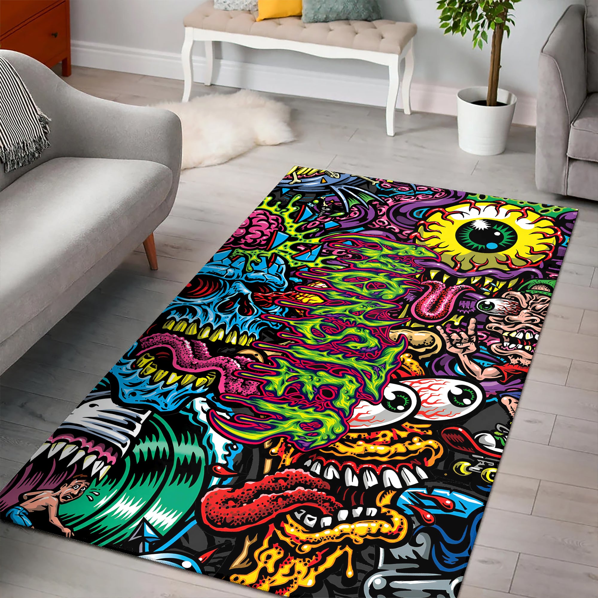 Monster Mashup Design Halloween Vibes Area Rug - TH02
