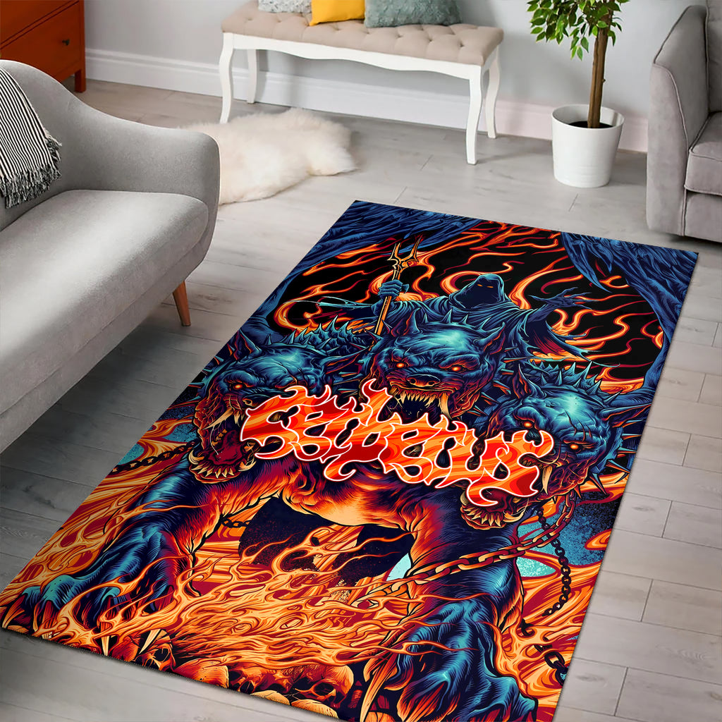Cerberus Flame Design Halloween Vibes Area Rug - TH02