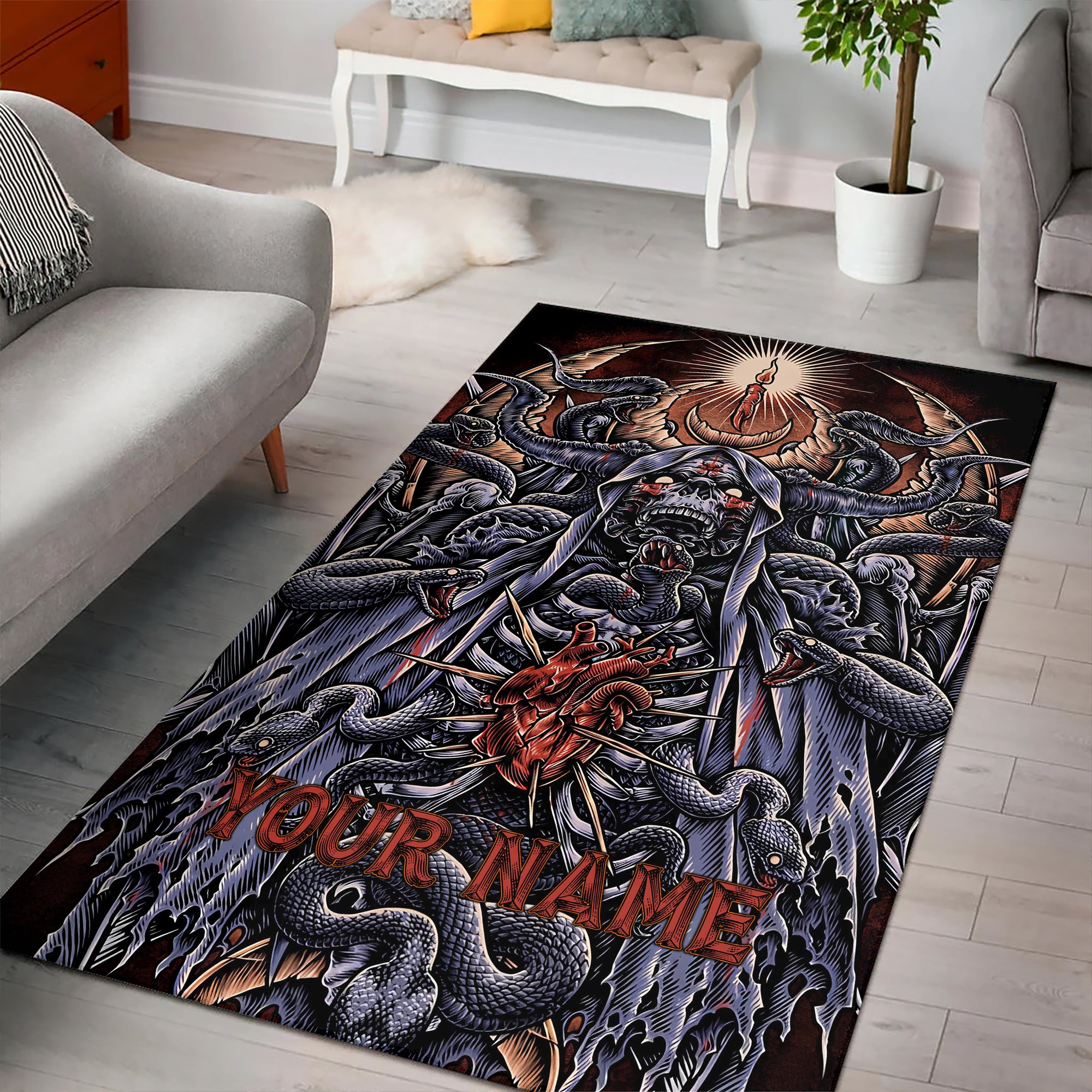 Personalised Serpent's Covenant Design Halloween Vibes Area Rug - TH02