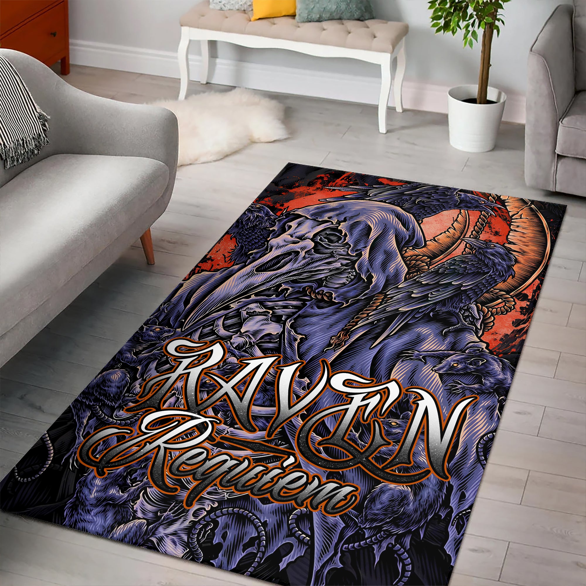 Raven Requiem Design Halloween Vibes Area Rug - TH02