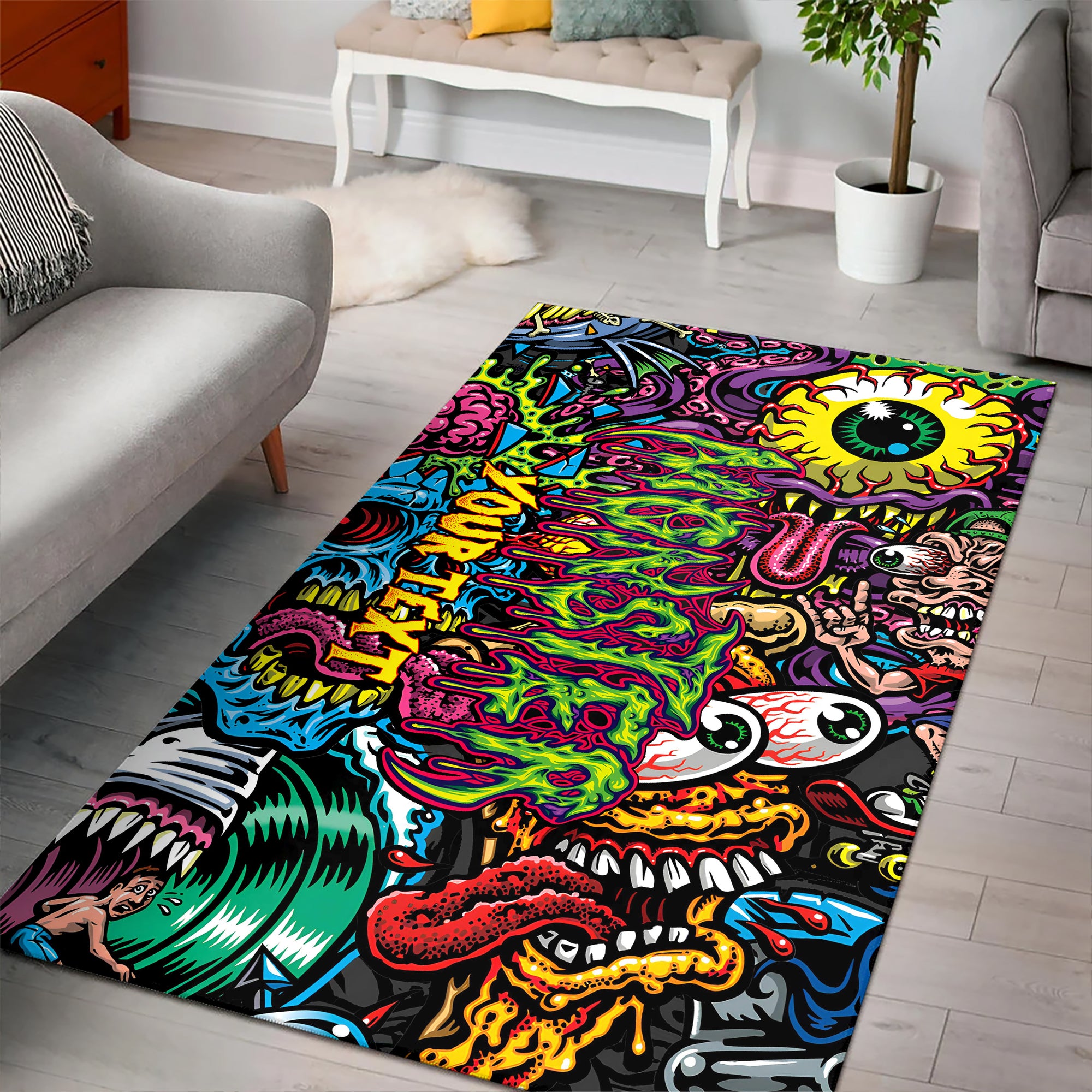 Personalised Monster Mashup Design Halloween Vibes Area Rug - TH02
