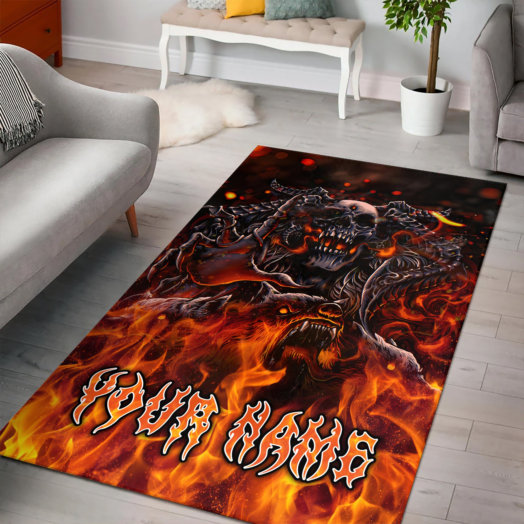 Personalised Inferno Reaper Design Halloween Vibes Area Rug - TH02