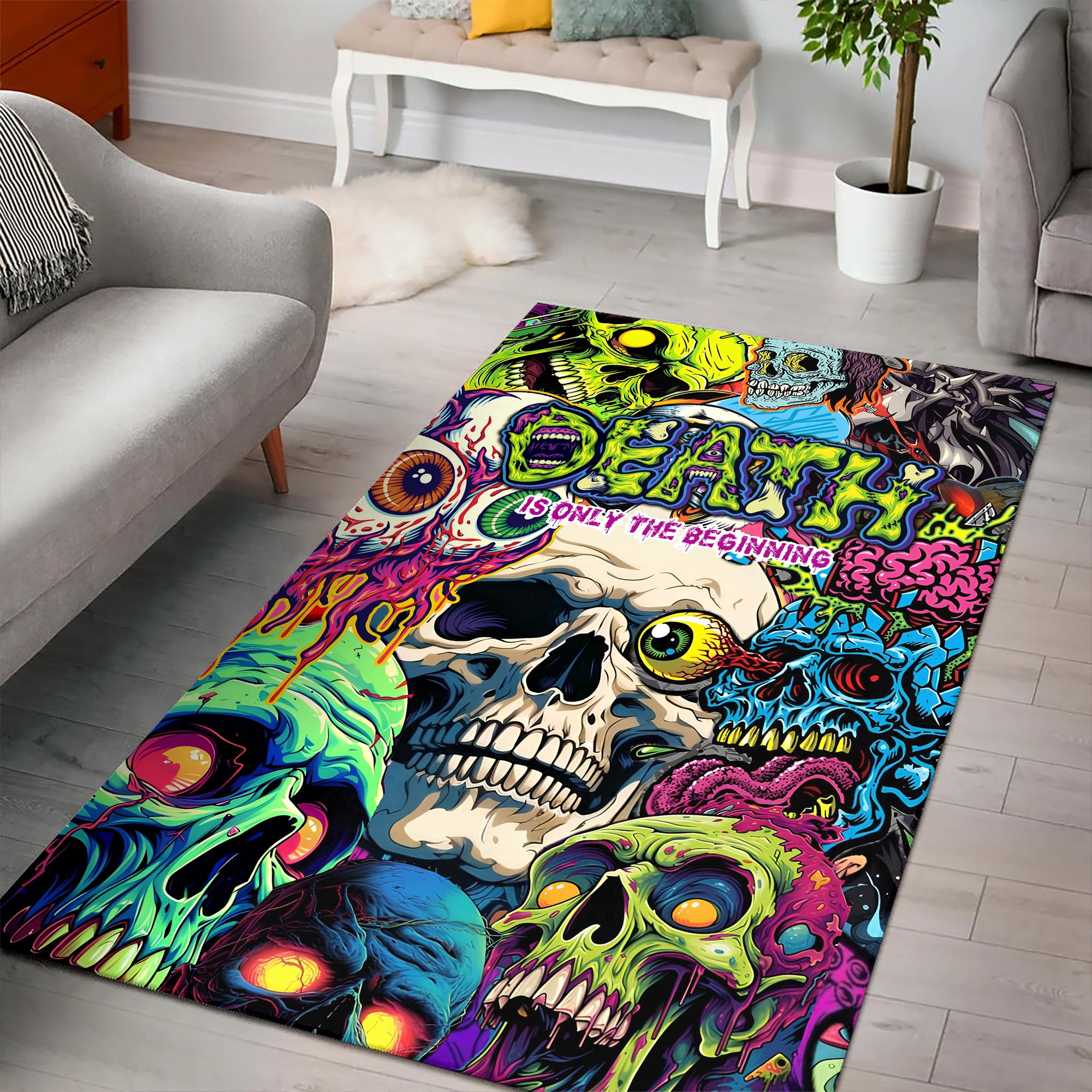 Death Is Only The Beginning Design Halloween Vibes Area Rug - TH02