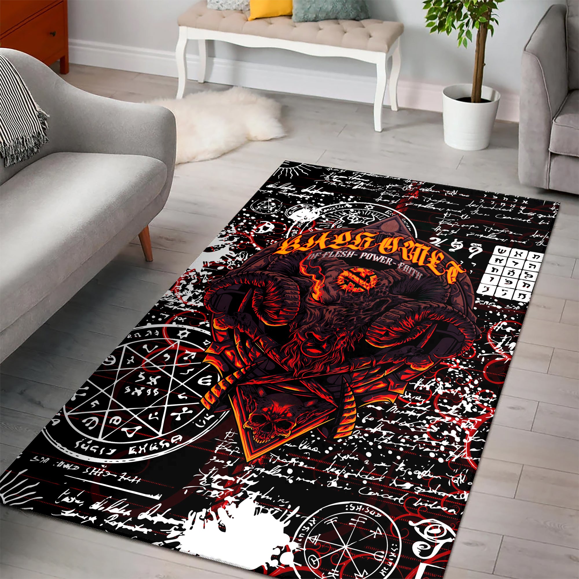 Baphomet Design Halloween Vibes Area Rug - TH02