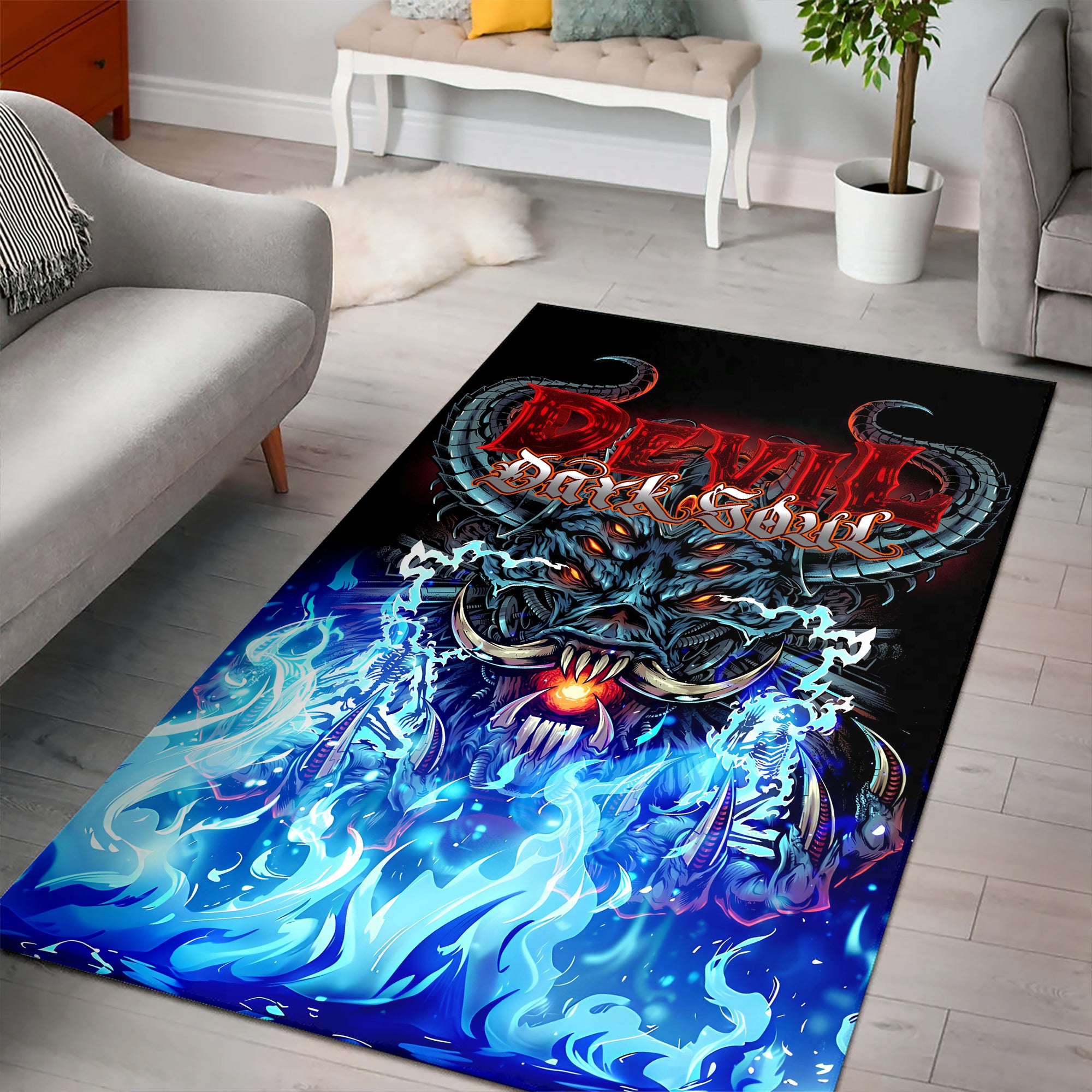 Devil Dark Soul Design Halloween Vibes Area Rug - TH02