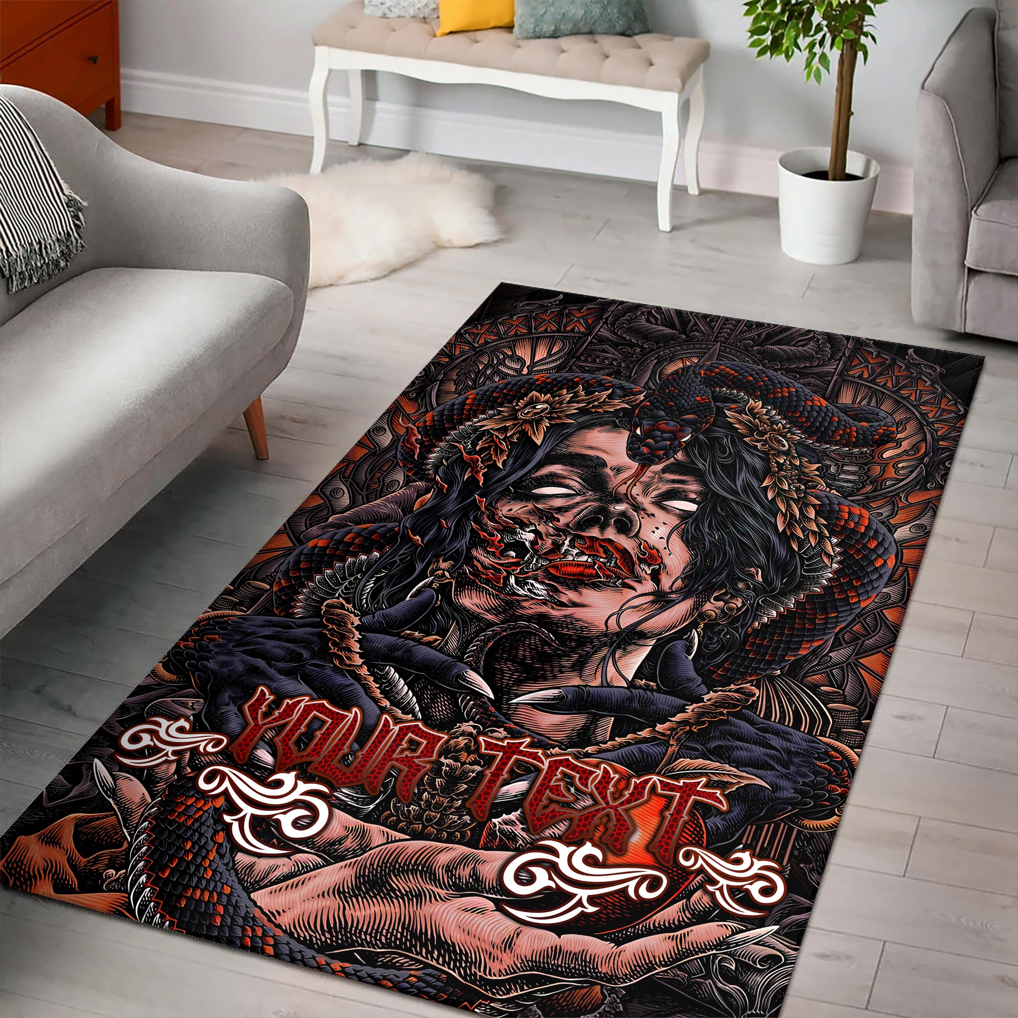 Personalised Fallen Angel Design Halloween Vibes Area Rug - TH02
