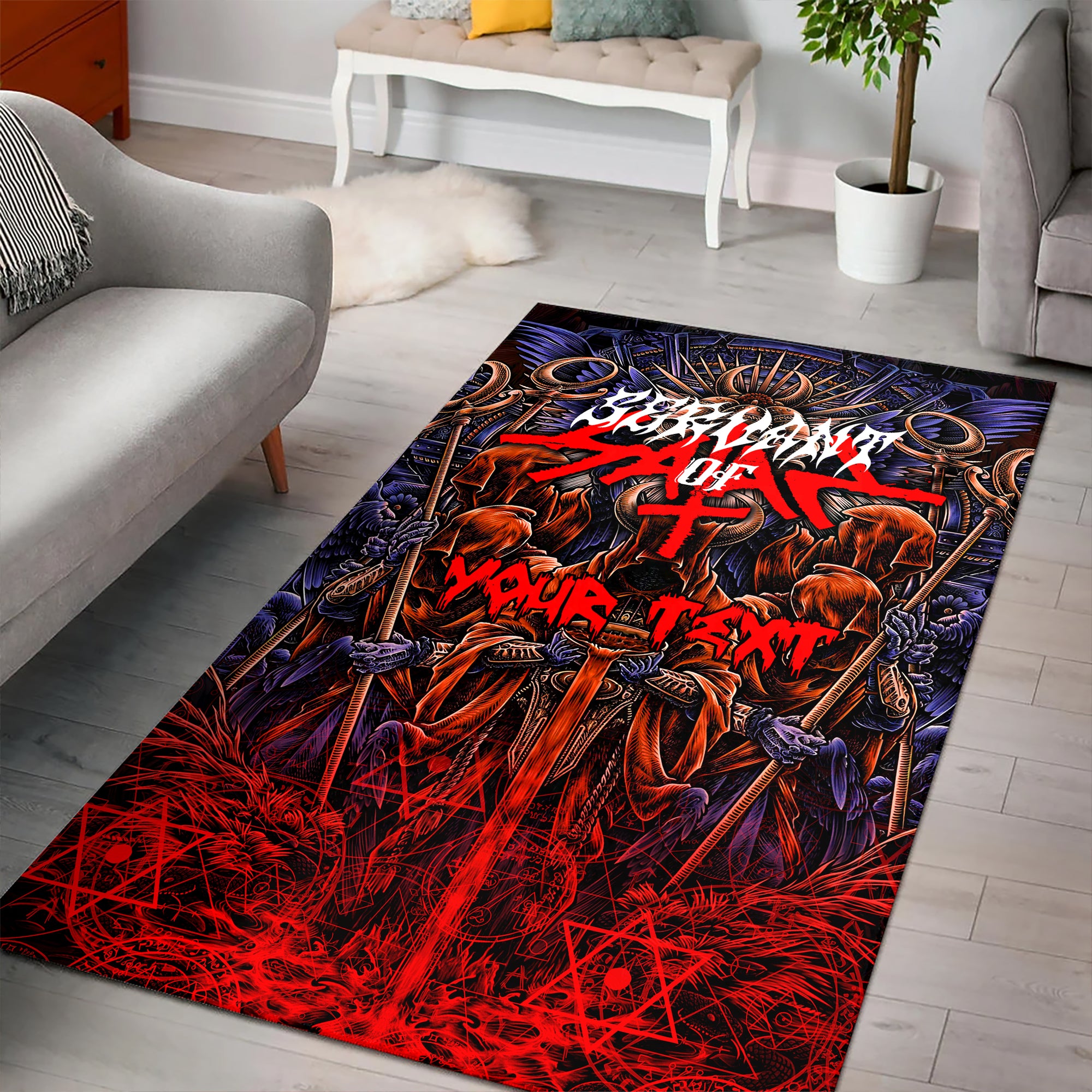 Personalised Servant Of Satan Design Halloween Vibes Area Rug - TH02