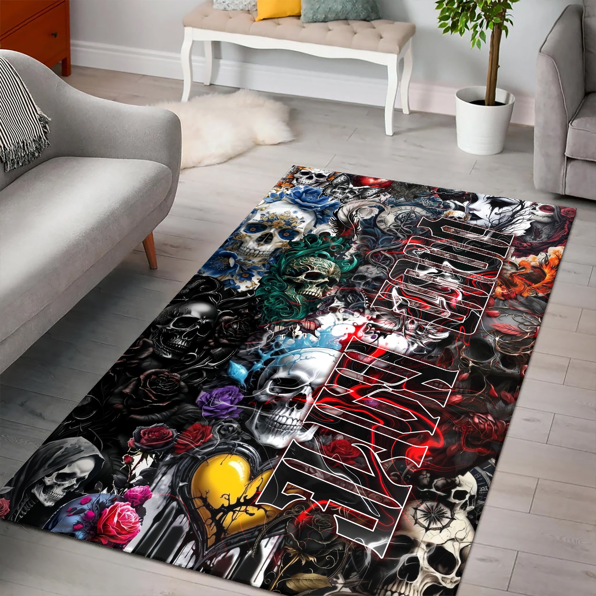 Personalised Painted Pain Design Halloween Vibes Area Rug - TH02