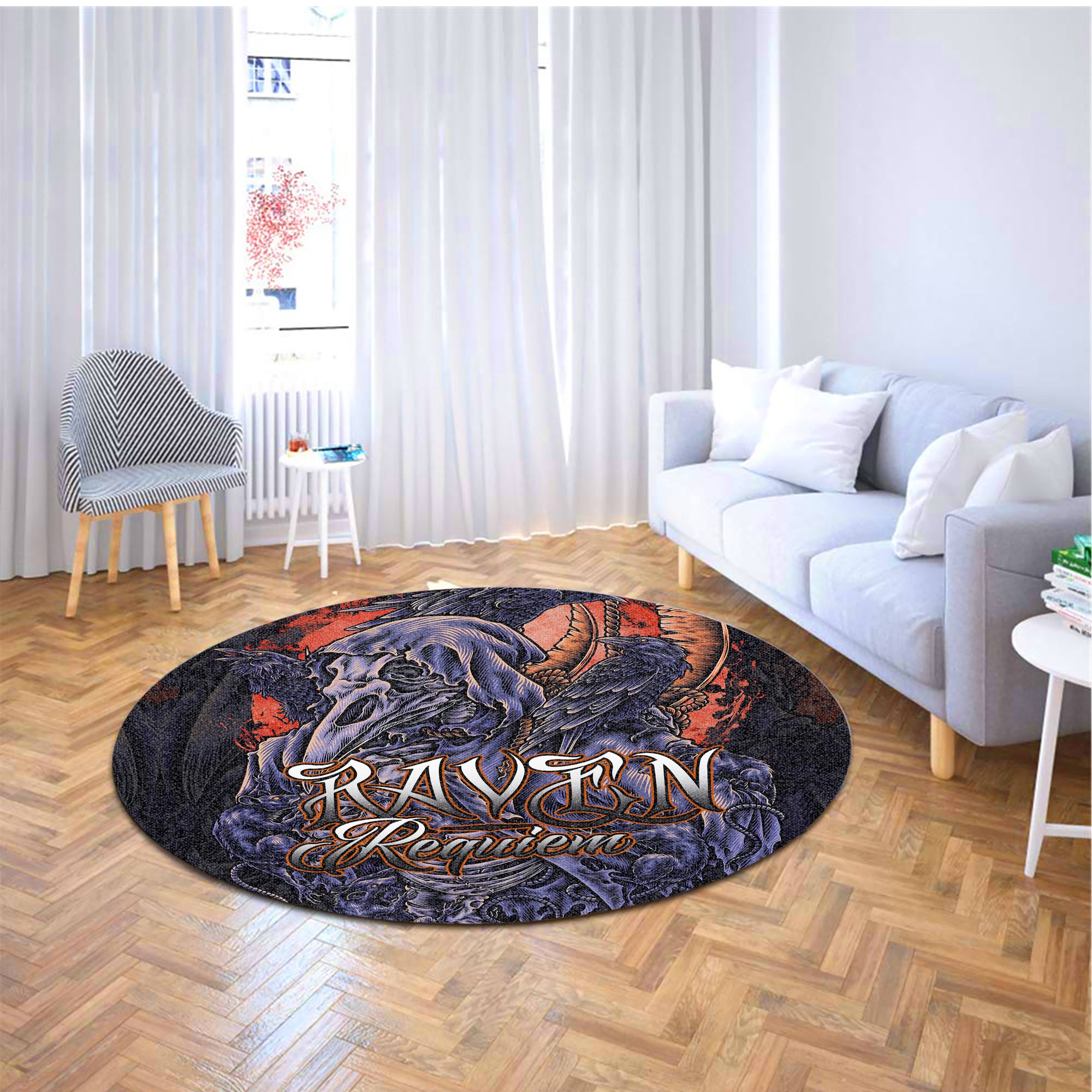 Raven Requiem Design Halloween Vibes Round Rug - TH02